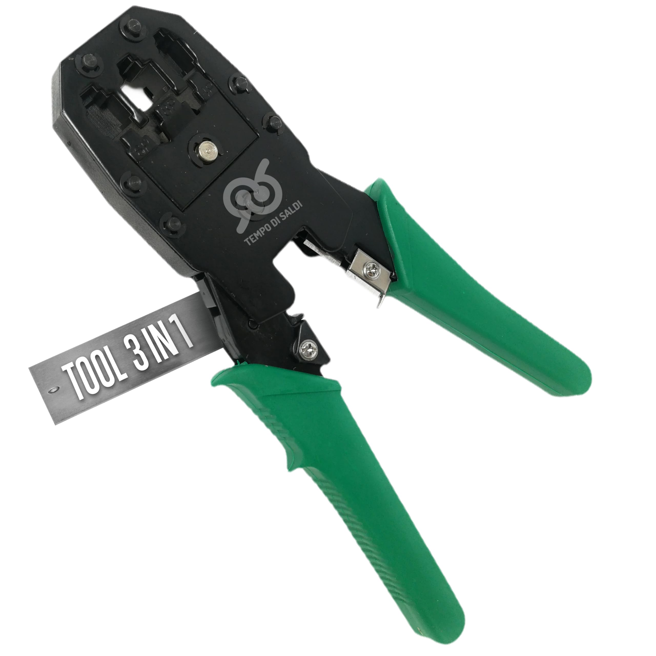 Tempo di Saldi Pinza Crimpatrice Rj45 RJ11 RJ12 Multifunzione 3-​in-​1 per Cavo di Rete Ethernet LAN, Strumento per Crimpare 4 6 8 Poli con Spellafili Incluso, Alta Precisione per Connettori Cat 6 e 5e