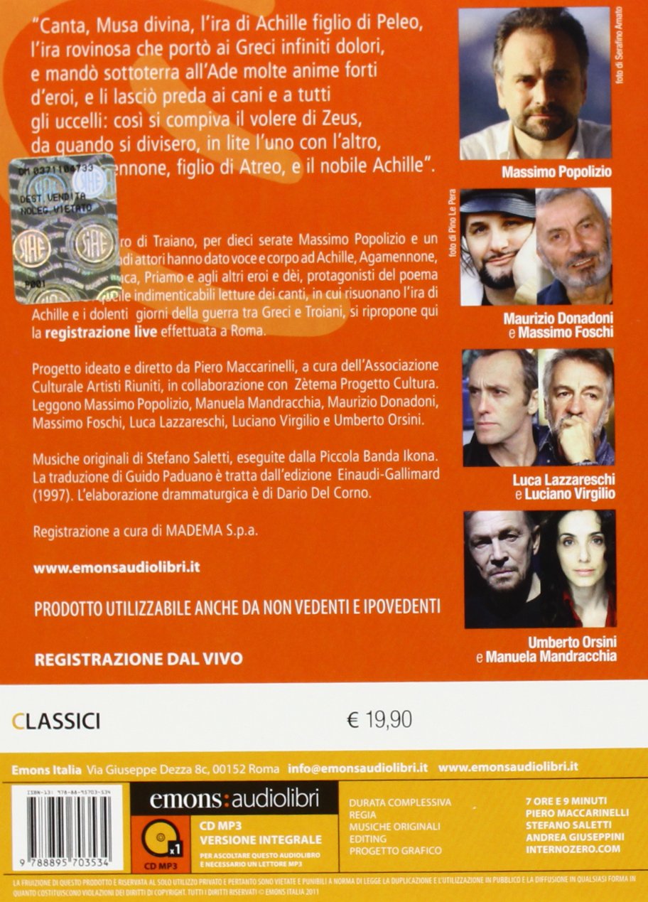 La grande epica: Odissea-Iliade-Eneide. Audiolibro. 3 CD Audio formato MP3 (Classici)