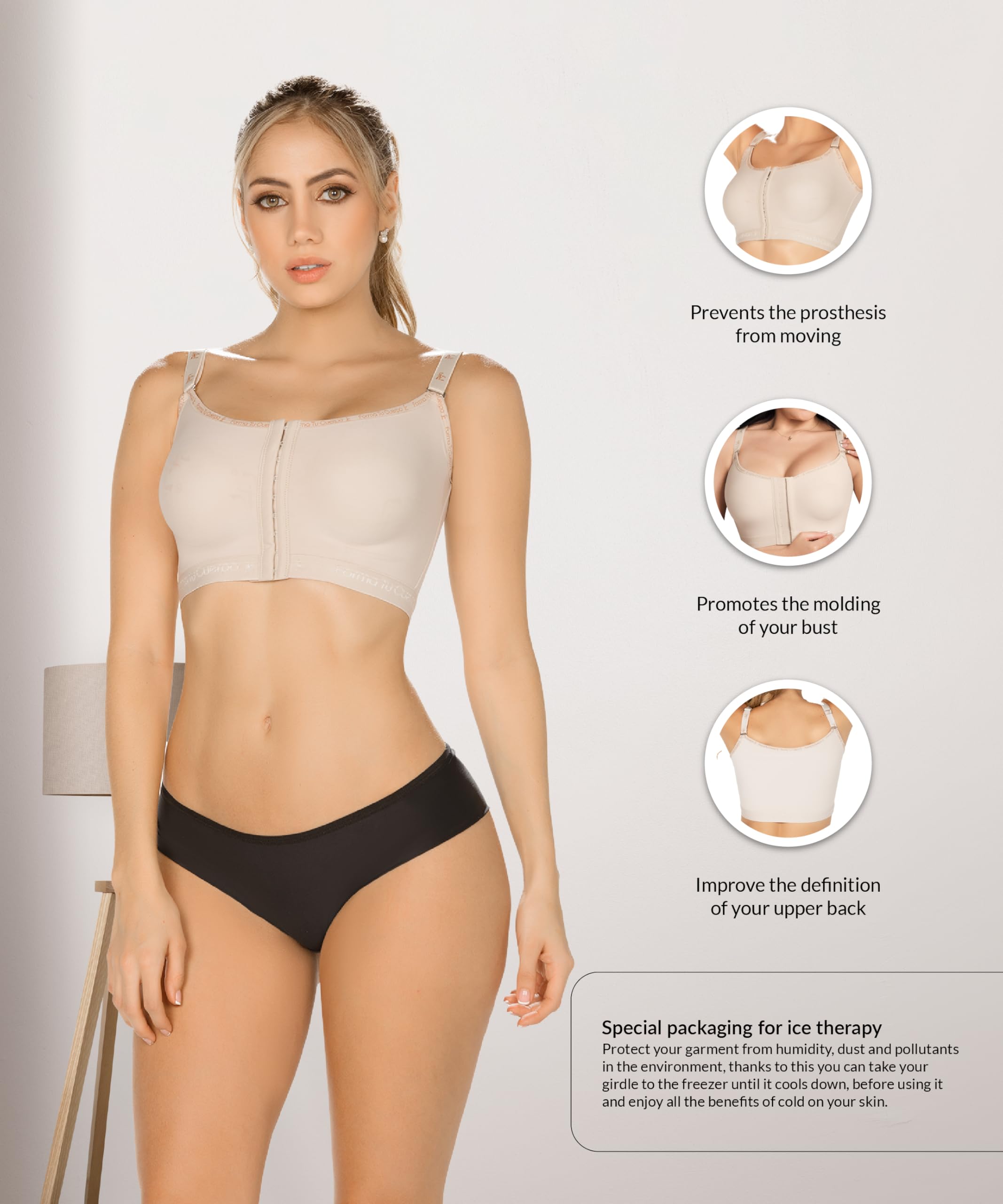 Forma Tu Cuerpo Post Op Bra Front Closure Compression Bras for Women Post Surgery Augmentation & Reduction Recovery product thumbnail 4