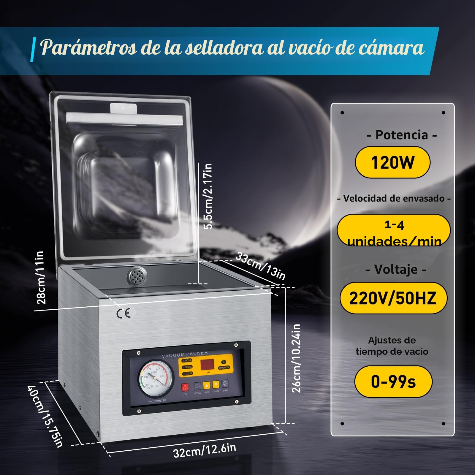 Envasadora al vacío profesional para Uso Doméstico y Comercial 220V 120W DZ-260 (manual en inglés)