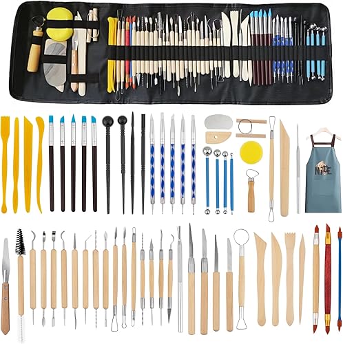 Kit de herramientas de escultura de arcilla de 61 piezas, kit de herramientas de tallado de cerámica de arcilla con herramientas de arcilla de