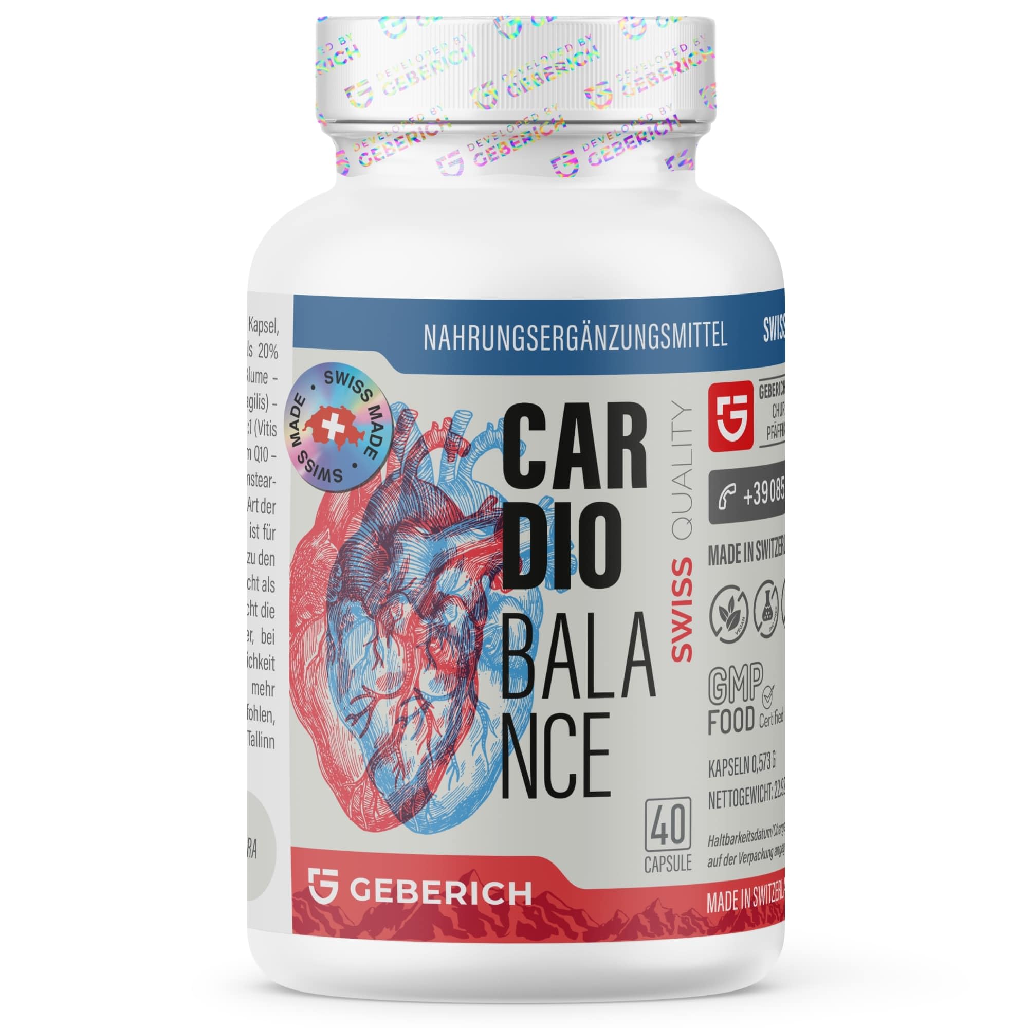 Kapseln CardioBalance | Herzgesundheit | Cranberry-Extrakt 450mg + Coenzym Q10 + L-Arginin | Kardiovaskuläre Formel mit Vitamin B1, B6, B9, Magnesium | 40 Kapseln