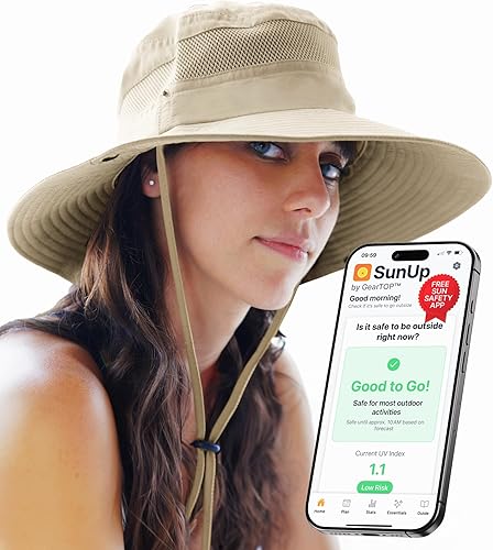 Miniatura 1 de GearTOP Sombrero de pesca UPF 50+ sombrero de ala ancha para hombres y mujeres, sombreros de pescador para hombre con protección UV para senderismo,
