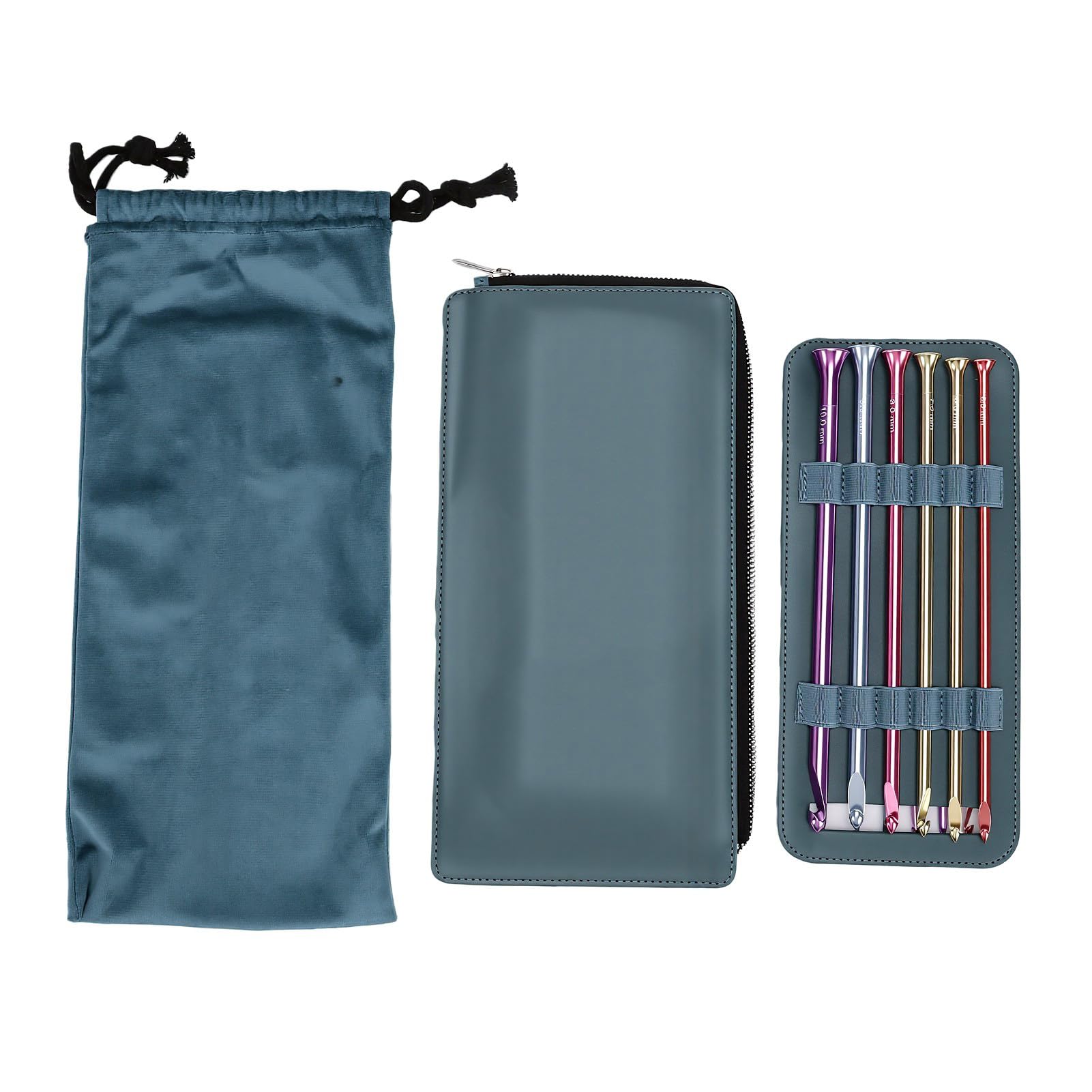 Tnfeeon Set de Ganchillos Afganos 3-10mm, 12 Ganchillos de Aluminio con | Agujas Tunecinas Lisas de 24 Cm de Largo, Superficie Pulida sin Enganches, Diseño Ergonómico Liviano para Hacer sin Fatiga,
