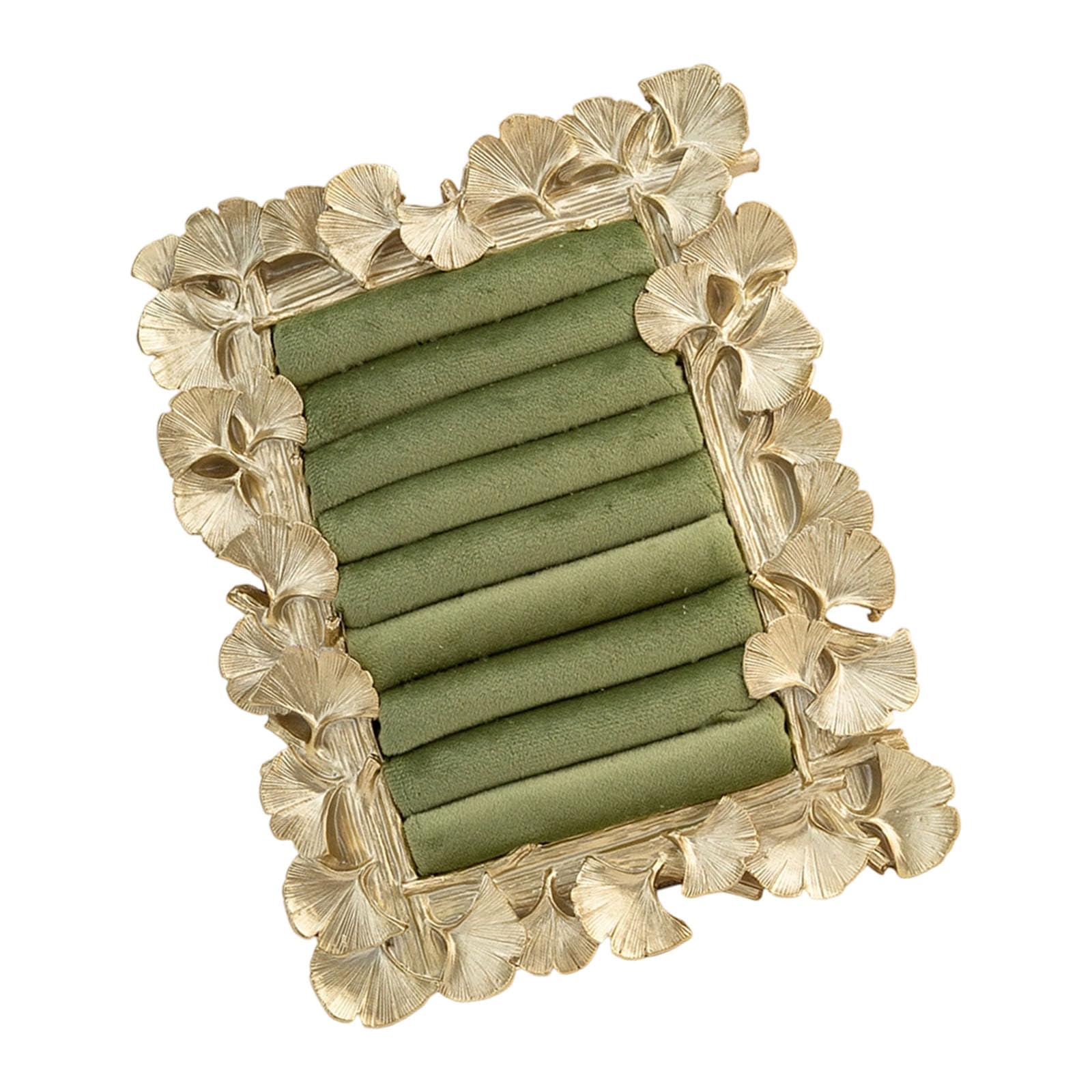 Msioytog Ginkgos Resin Frame Velvety Rings Holder Jewelry Display Stand for Earrings and Small Accessories with Soft Fabric Surfaces Lightweight Jewelry Frame