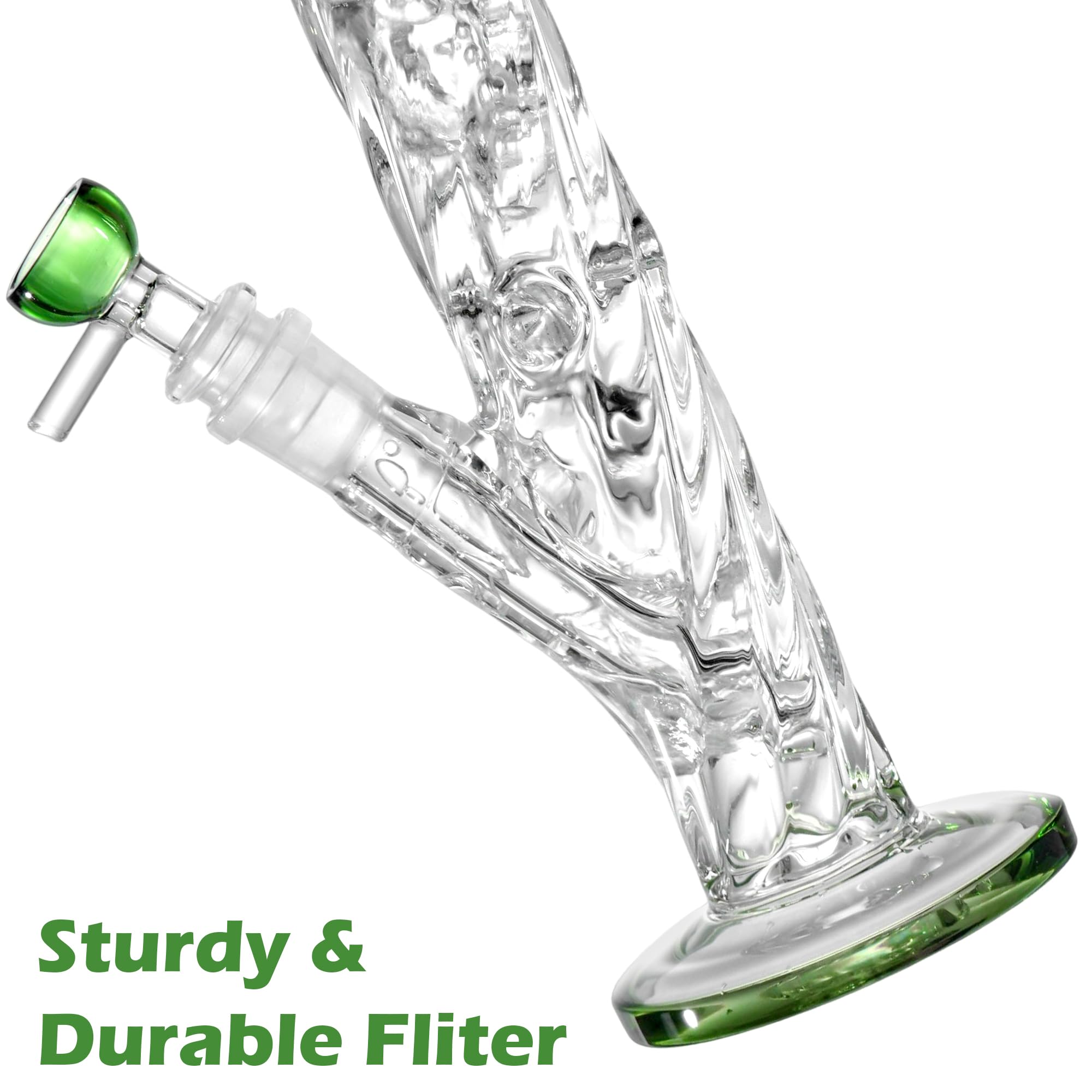 Chillbong 20cm Glasbong avec bol de 14,5 mm et bouteille à cylindre en spirale, poids 500g, verre résistant artisanal, tuyau de récipient de filtrage - Jade Green