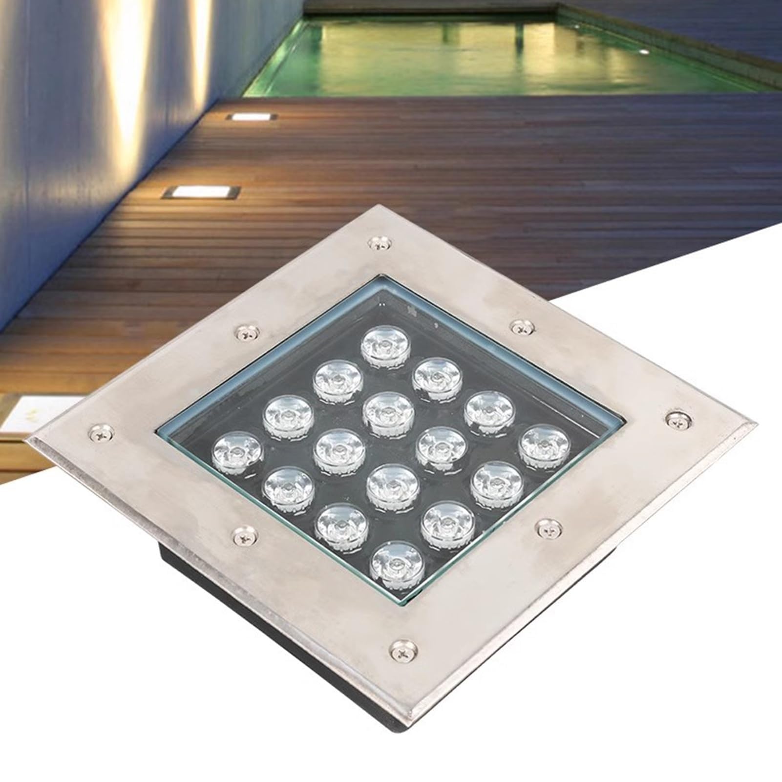 BCJMKDX LED Underground Light, LED - AC85-265V LEDs Recessed Ground Lights, IP66 Waterproof Outdoor Buried, for Garden Lawn Landscape Lighting(Blue,24W AC85 265V)