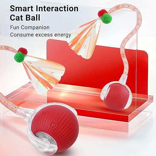 Miniatura 2 de Pelota interactiva de juguete para gatos, bola rodante eléctrica interactiva mejorada con cola de burlas, juguete para gatos adultos aburridos de