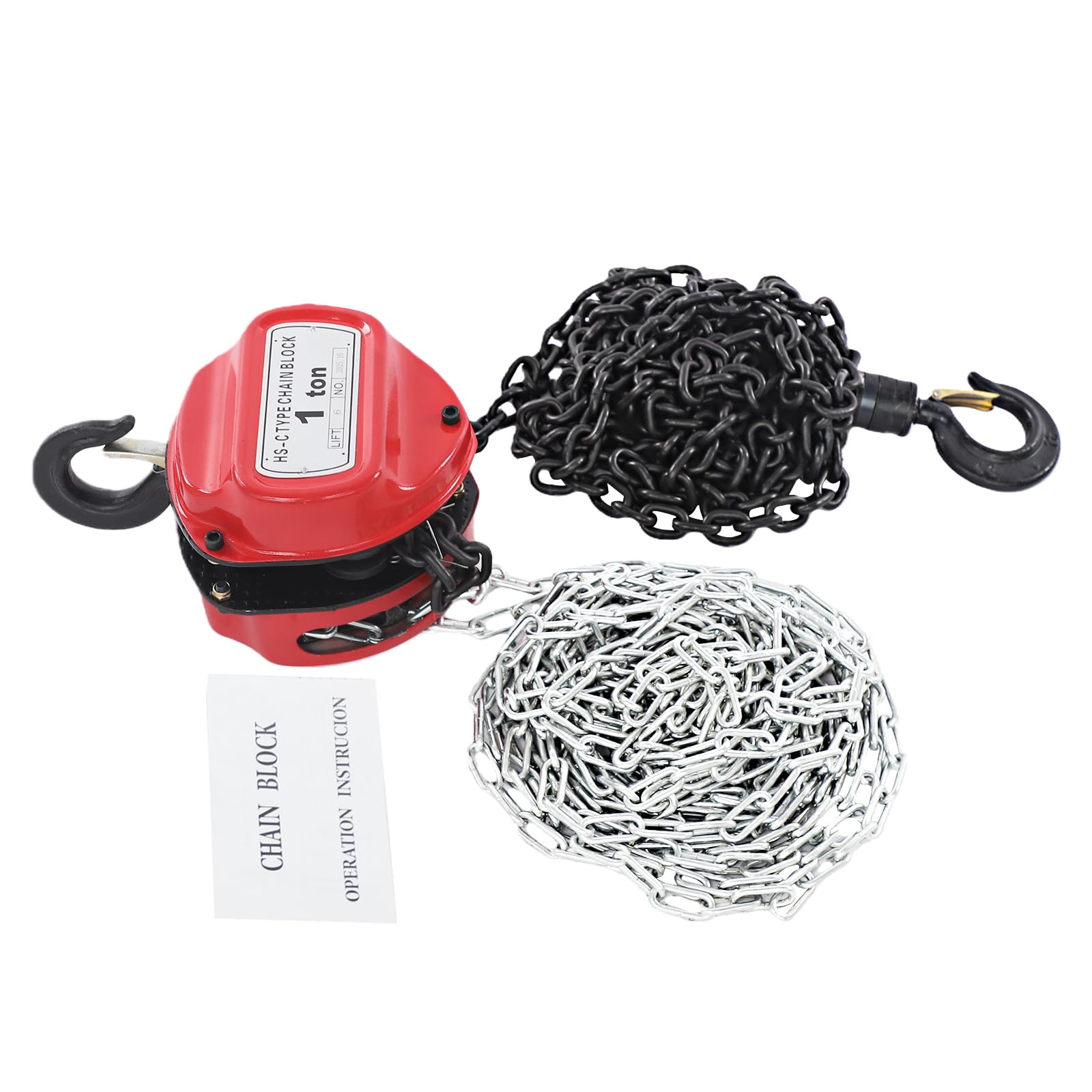 Paranco a catena manuale, capacità 1000 kg, altezza di sollevamento 6 m, per trasporto, fabbriche, garage