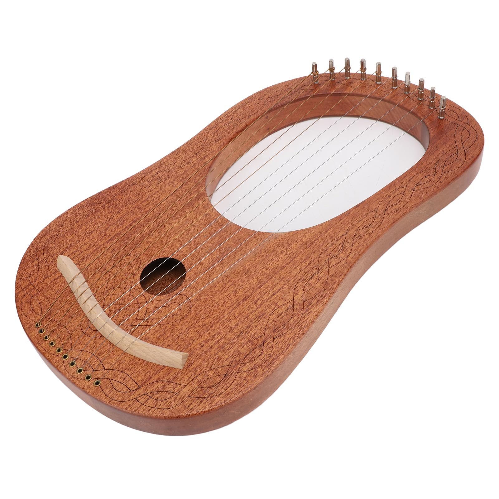 10 Saiten Okoume Lyra Harp, Anfänger Mini Harfe mit Stimmschlüssel C-Dur-Tonleiter für Kinder Anfänger