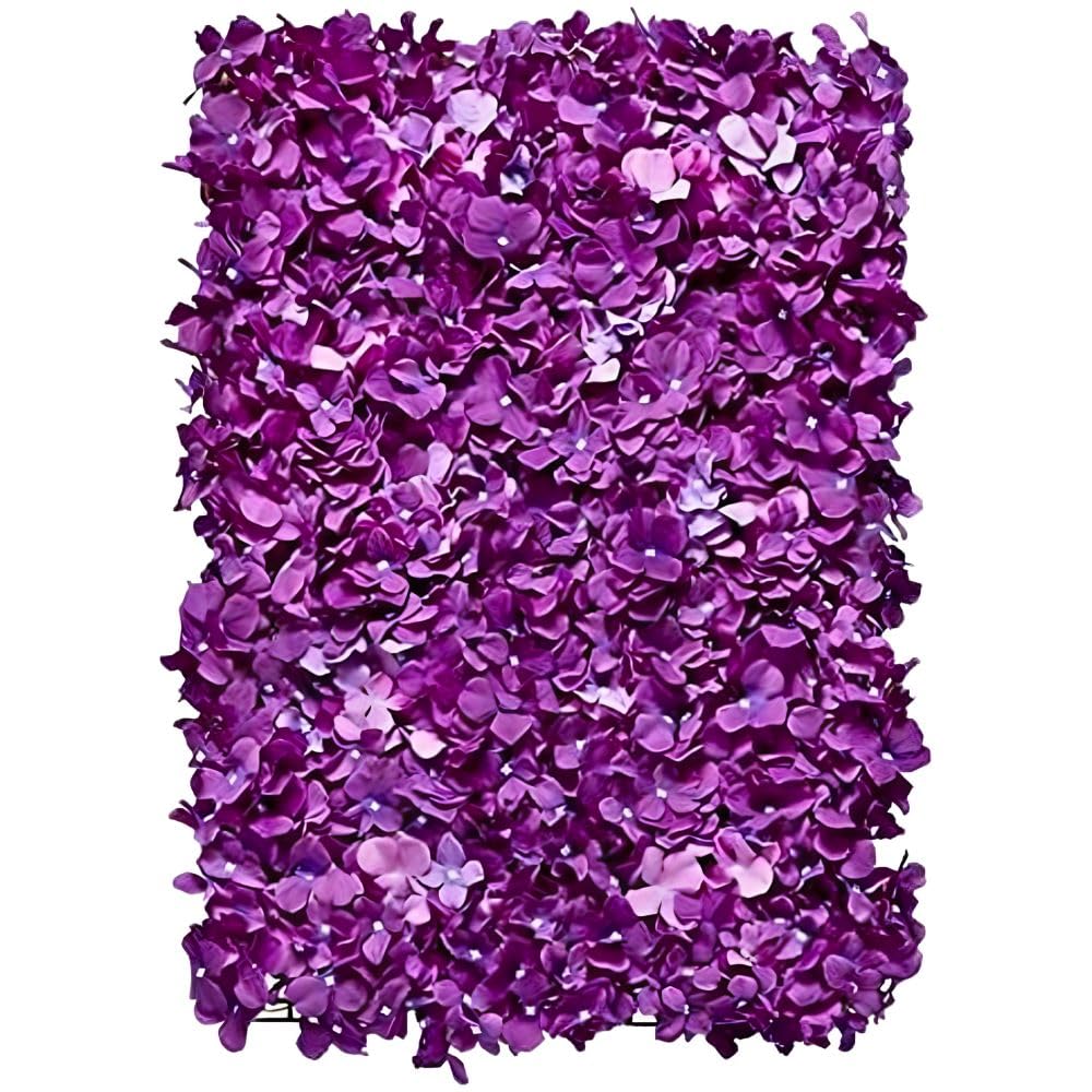 RCZ Decor 9124us Silk Hydrangeas Flower Wall Backdrop Panel | Purple | 41 cm x 61 cm, 16 x 24 inch