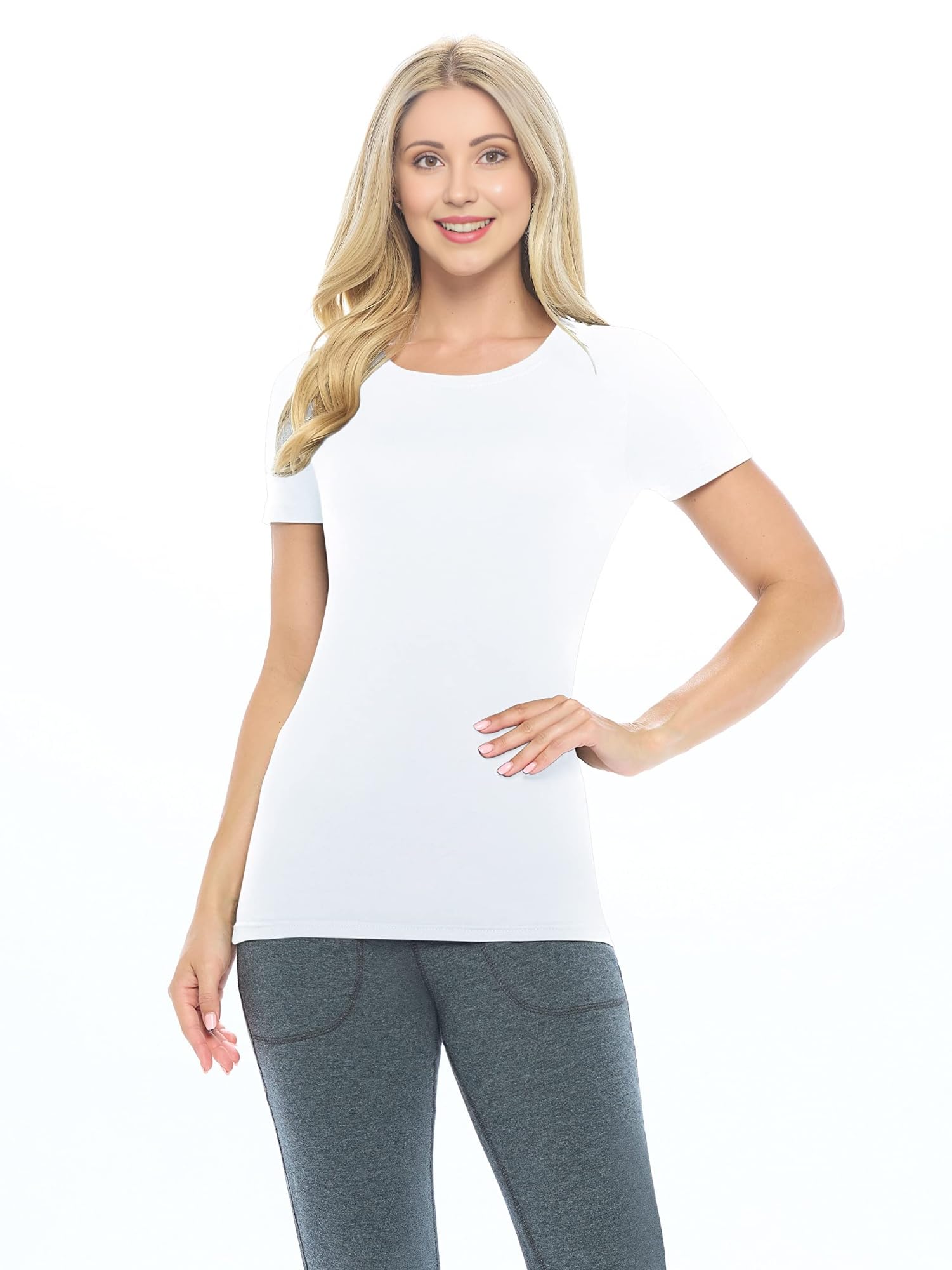 ACTIVE UNIFORMS Women's Short Sleeve Round-Neck T-Shirt Under Scrub (White, XXX-Large)