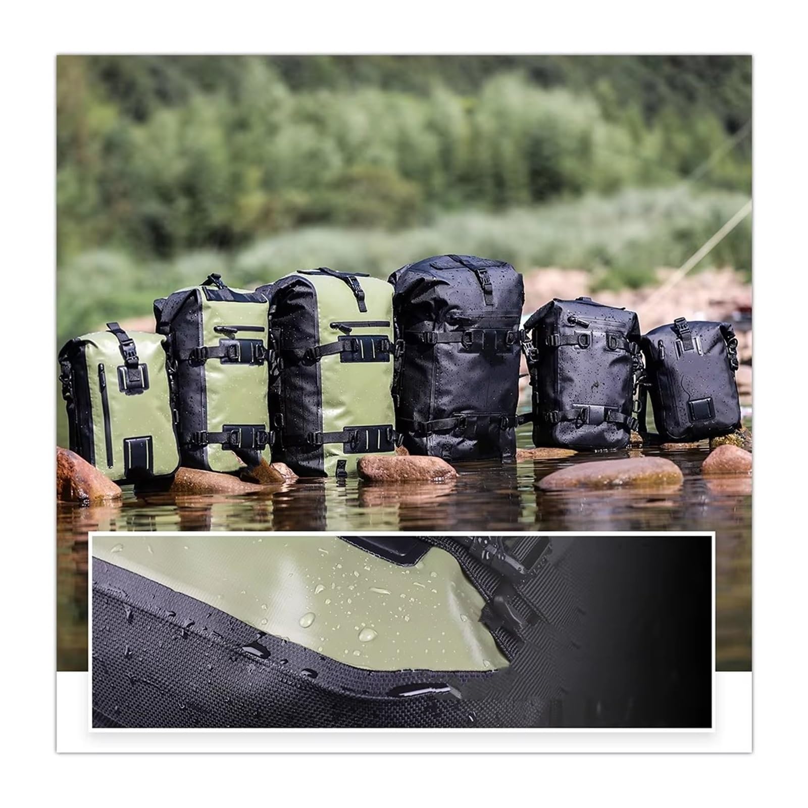 Borsa Coda Per Moto 8L/15L/30L Sedile Laterale Motore Impermeabile Sella Serbatoio Zaino Valigia Borse Da Sella Per Moto(8L-Black)