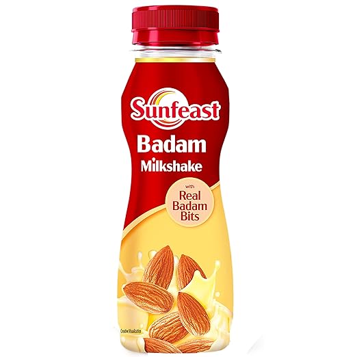 Sunfeast Badam Milkshake, Almond Milkshake with Real Almond Bits, 180ml