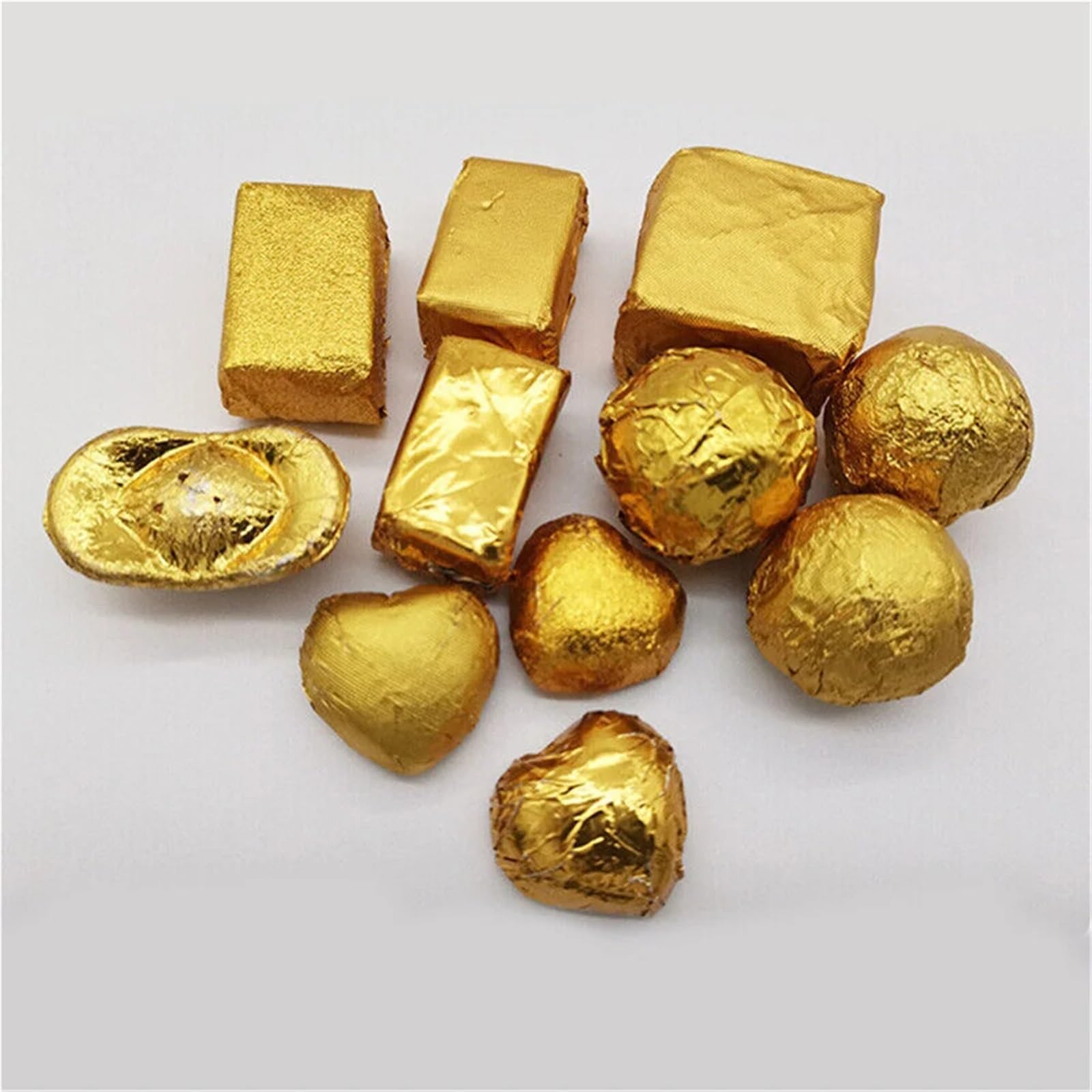 Foliowe opakowania na cukierki 1000 szt. 8x8cm folia aluminiowa arkusze papieru do pakowania domowe czekoladowe cukier jedzenie(Gold)