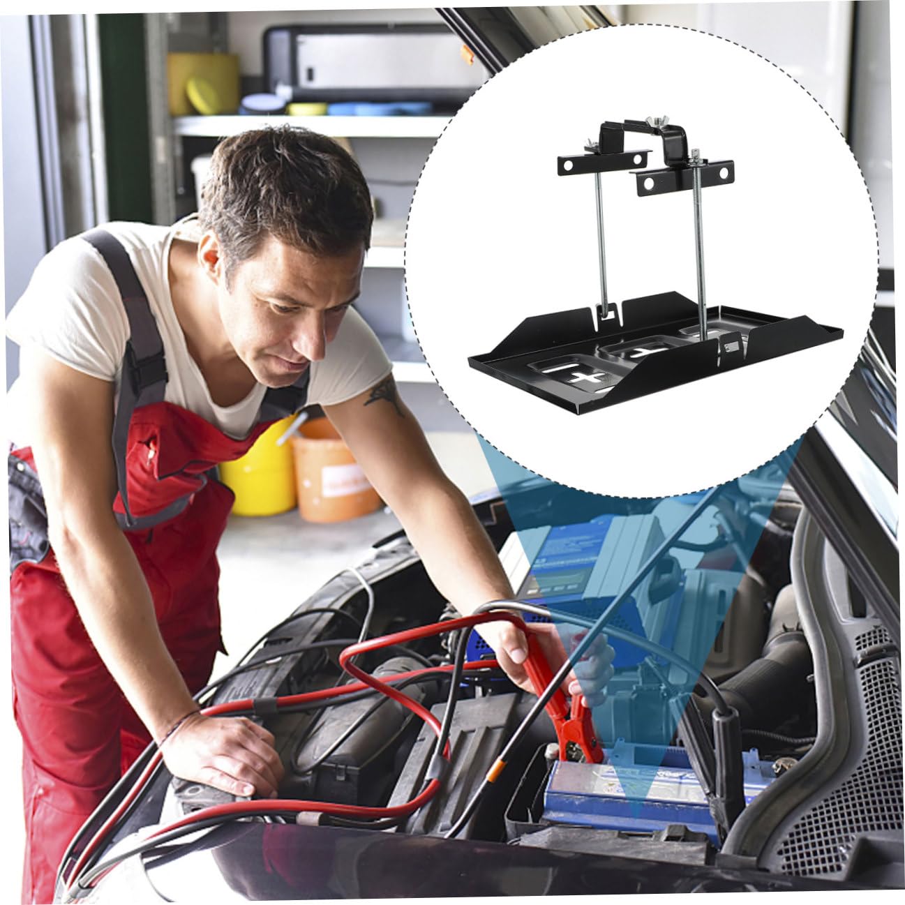 Support de Fixation de Batterie de Voiture, 1 Set, Fer, Noir