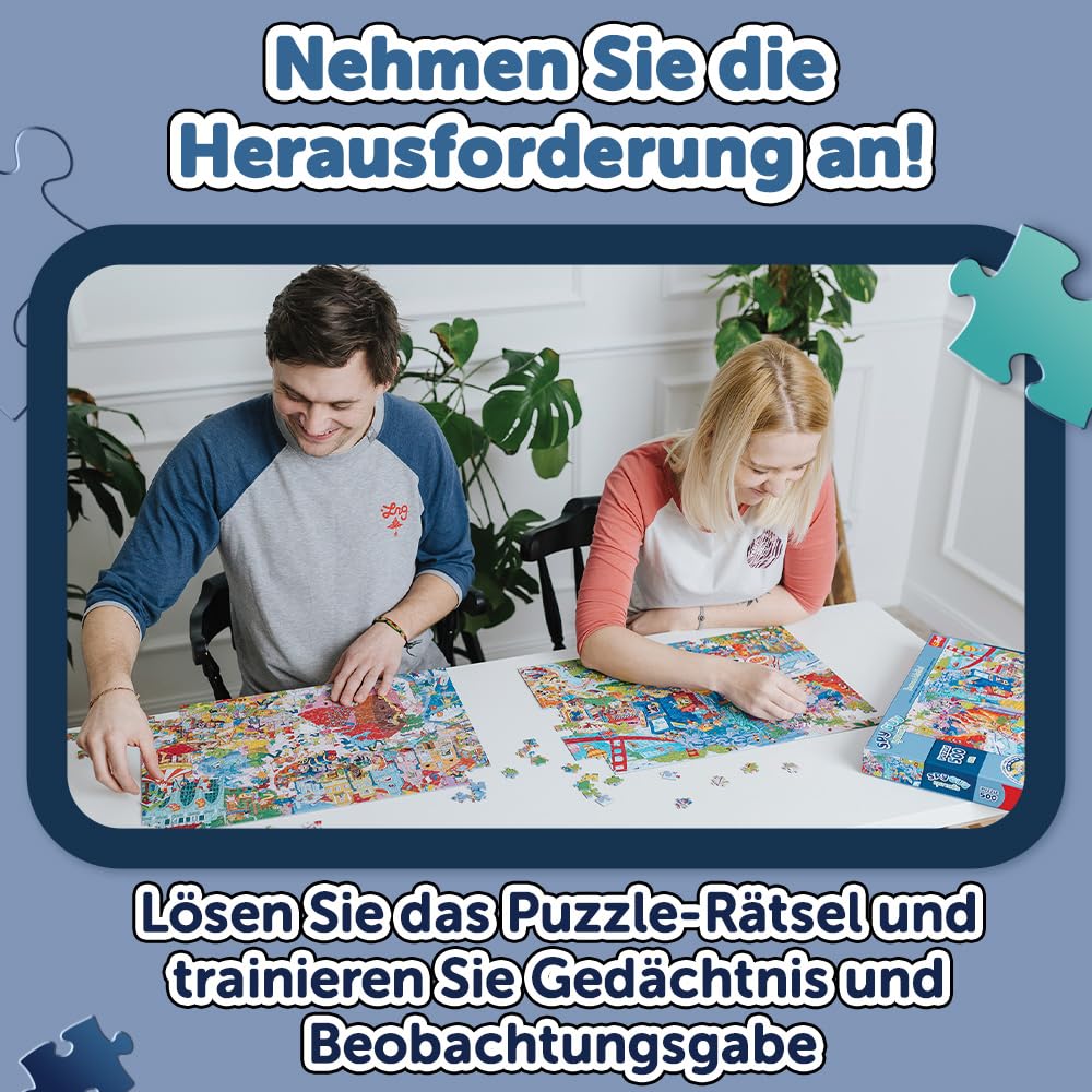 Trefl Puzzle Spy Guy Lost Items: Europa - 500 Teile, Detektivspiel Mit 20 Unterschieden, Für Erwachsene Und Kinder Ab 10