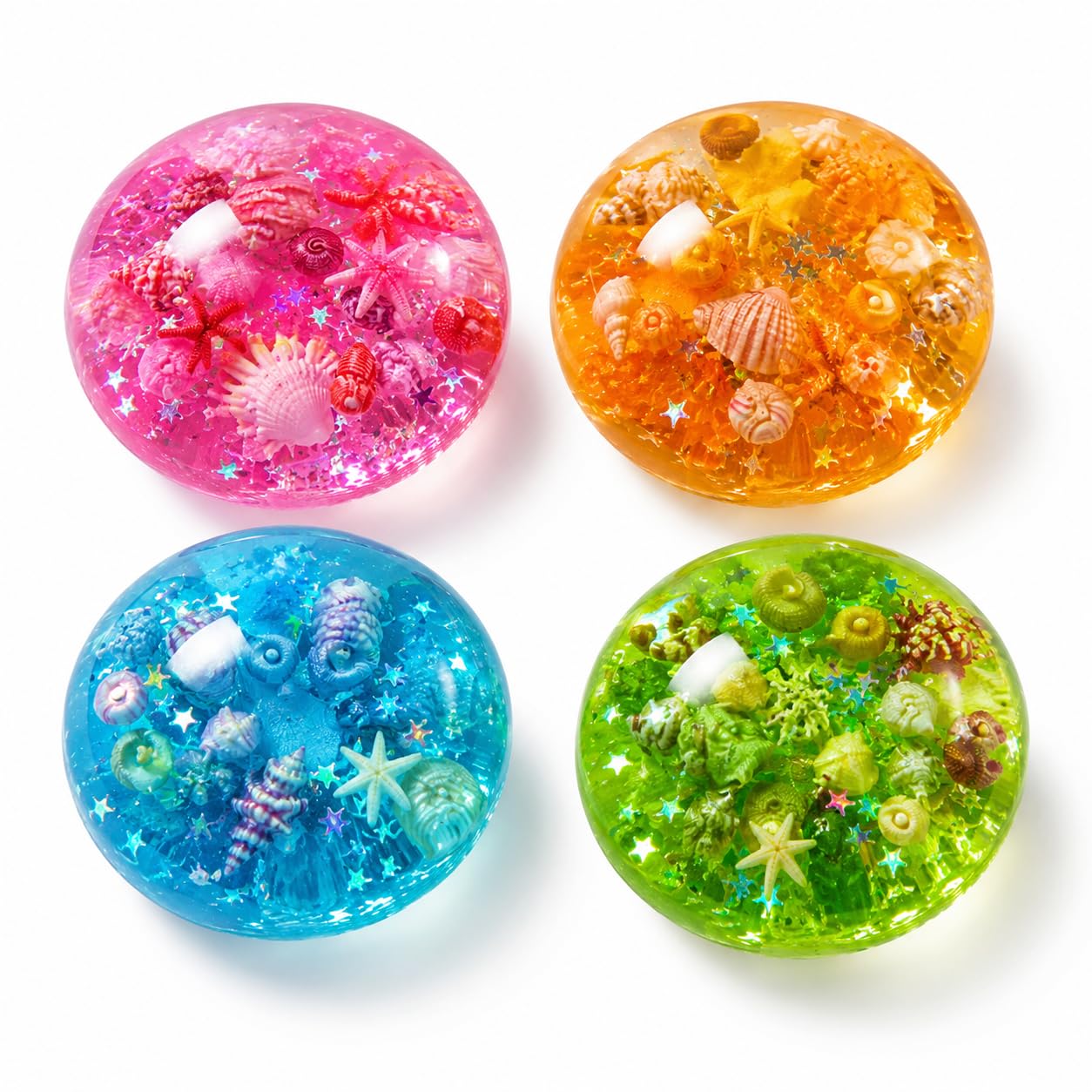 4 PCS Ice Cube Squishy, Taba Squishy Cube for Stress Relief and Focus Enhancement, Portable Ocean Themed Desk Decor for Office and School Use