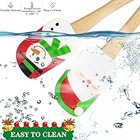 Vista 7 de Caliamary - Espátula de silicona, juego de 3 espátulas de silicona para cocina, espátula para decoración de pasteles de Navidad con mango de madera