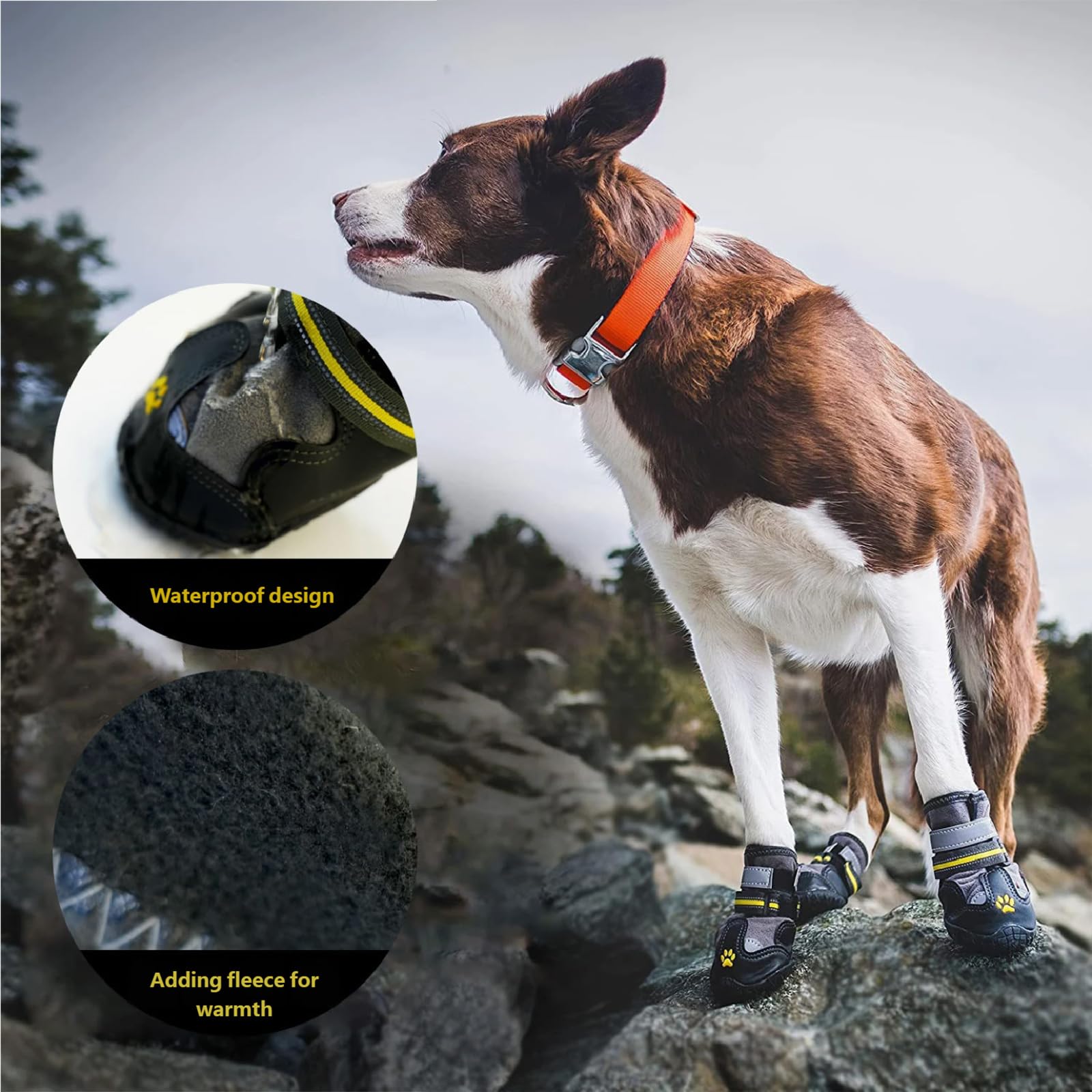 4 Stück atmungsaktive Hundeschuhe für alle Größen, Outdoor Abenteuer, Haustier Schuhschutz, wasserdichte Hundeschuhe
