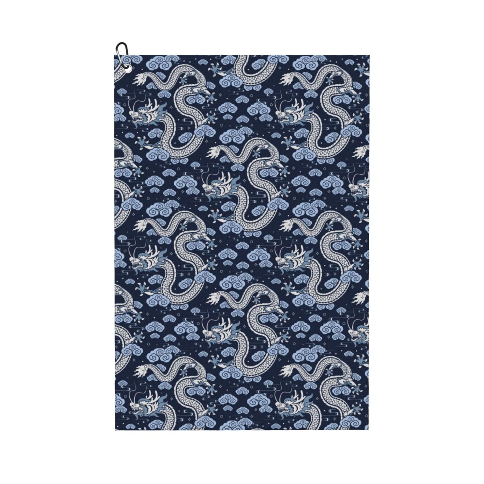 AOOEDM Dragon Print Golf Towel with Carabiner Clip Absorbent Microfiber Golf Towel for Cleaning Golf Ball Club Putter Iron for Golf Bag Trolly Belt Loop 16" X 24"