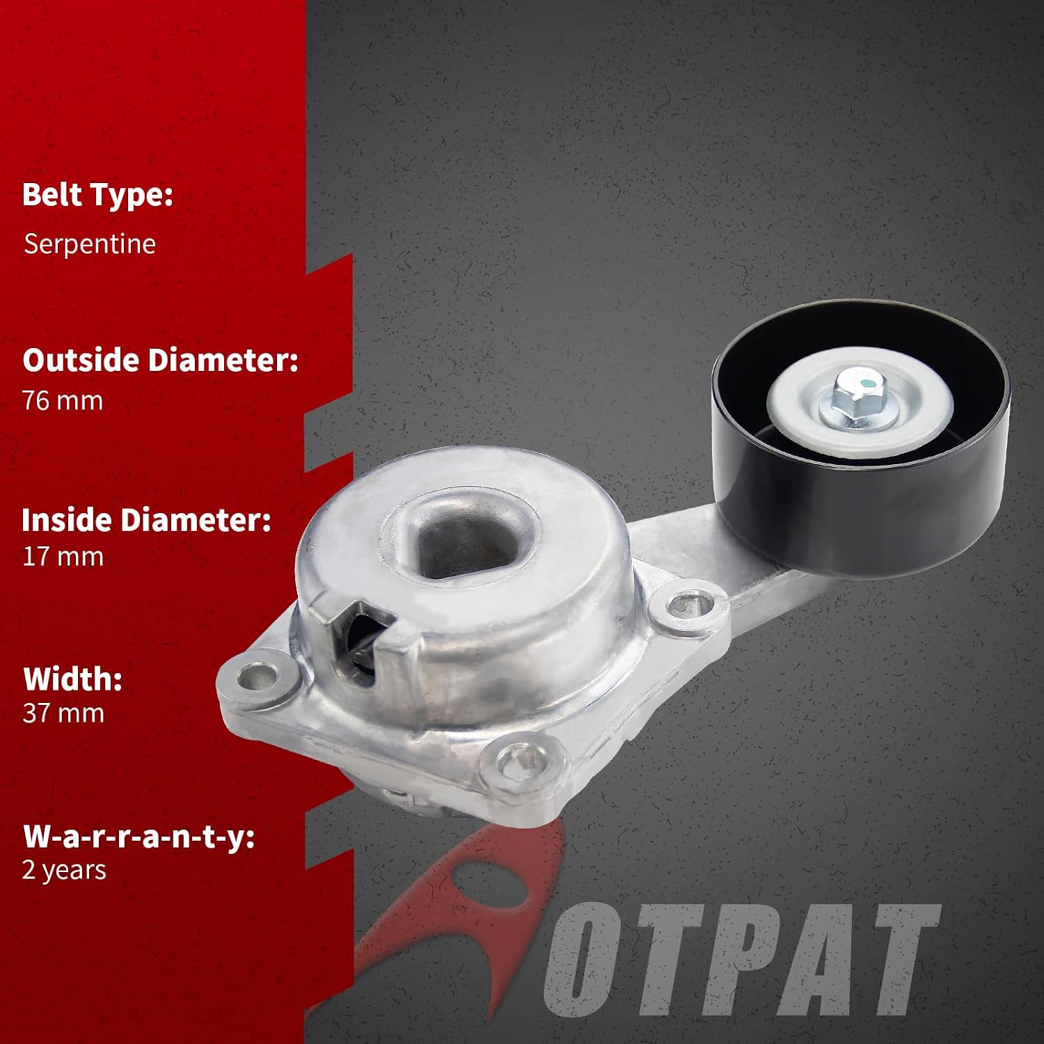 Belt Tensioner Assembly with Pulley Fit F150 F250 F250 F350 Super Duty, E150 E250 Econoline, Expedition Excursion for:-Lincoln Navigator 1997-2001, Replace OE# 38133 19-207 89237 49231 780321