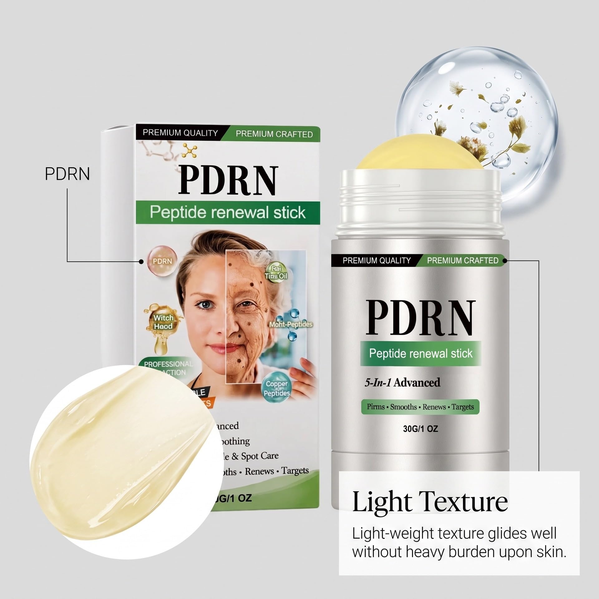 PDRN Peptide Renewal Stick, Anti Aging Facial Renewal Stick. 30G (8PCS)