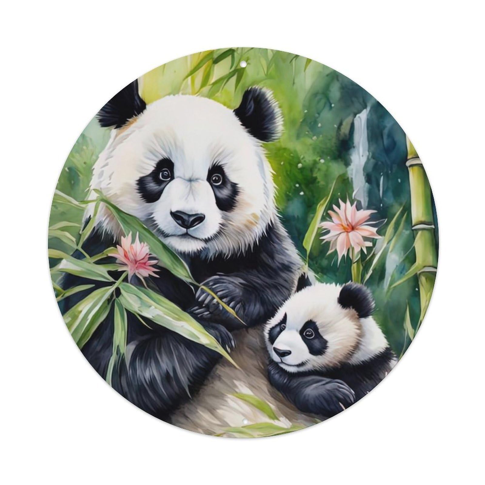 Animal Panda in The Bamboo Forest Artwork Metal Tin Sign