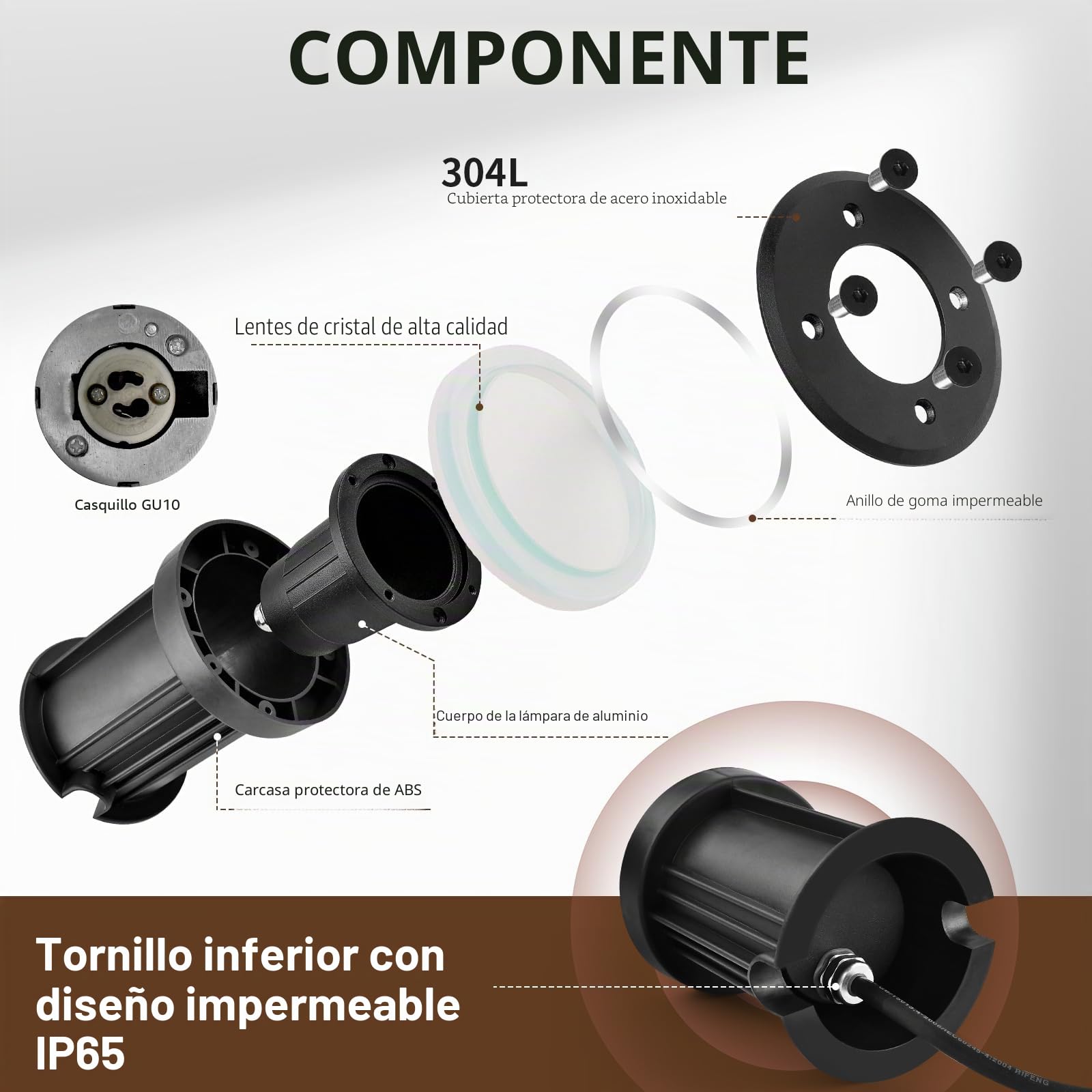 YindaLux 4x Foco empotrables led exterior suelo para GU10 230V, IP67 Impermeable Foco Empotrado en Suelo para Camino Jardín Pasarela Patio Piscina sobre el suelo, Redondo, Negro(sin bombilla)