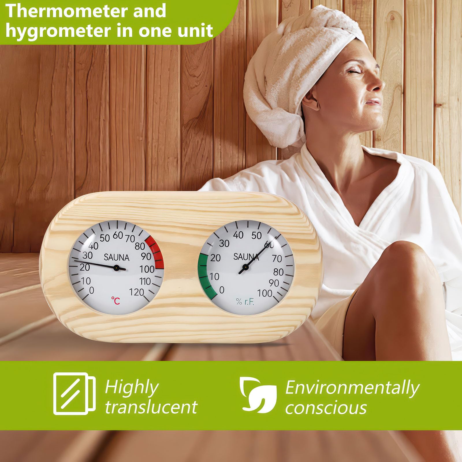 ALLOMN Sauna Thermometer Hygrometer - Image 2