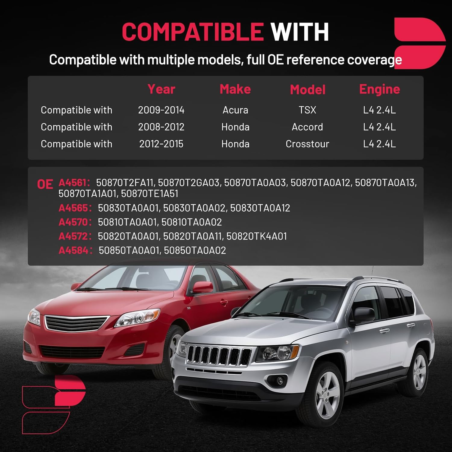 BDFHYK 5PCS Engine Motor and Trans Mounts Compatible with Acura TSX 2009-2014 L4 2.4L,Compatible with Honda Accord 2008-2012 L4 2.4L,Compatible with Honda Crosstour 2012-2015 L4 2.4L for A4561,A4565