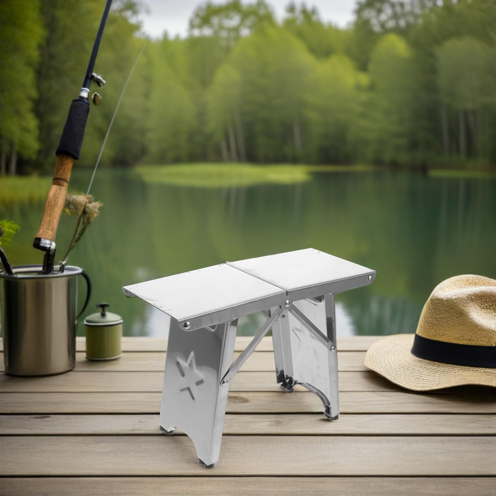 SUPVOX Tabouret Pliant Léger en Acier Inoxydable, Portable, 220lbs | Argenté, Ultra Léger et Pliable, pour Camping et Randonnée, Format Compact