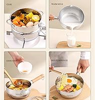 Vista 2 de Yukihira - Cacerola tradicional japonesa Yukihira de acero inoxidable, cacerola para salsa de leche, mango de madera