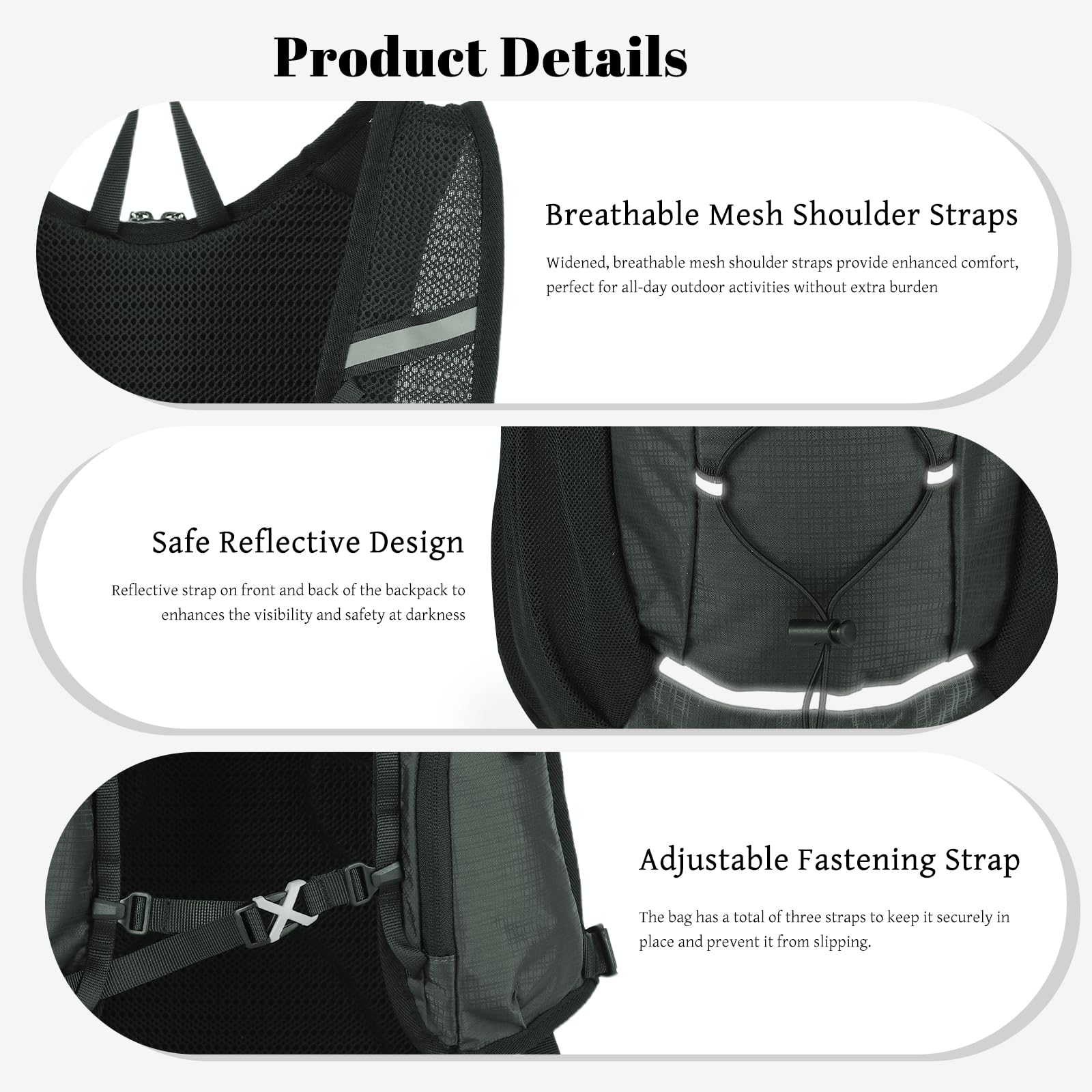 Mochila de Senderismo Impermeable 20 Litros para Mujer y Hombre Gris