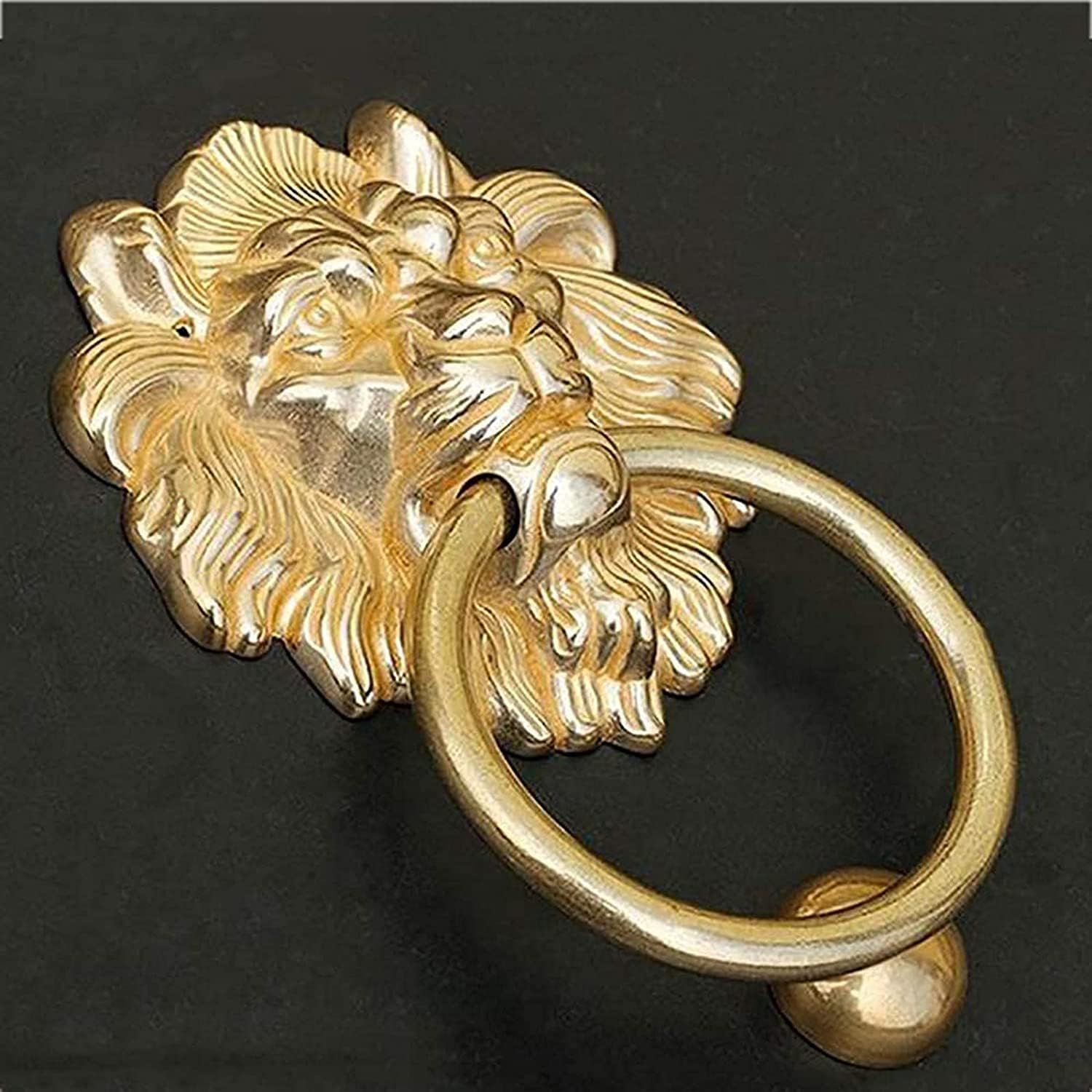 Door Knocker Vintage Front Door Home Decorative Chinese Antique Door Knocker Brass Cupboard Door Handle Lion Head Handle Door Handle for Furniture Handles Cabinet Face(A,12cm(5inch))