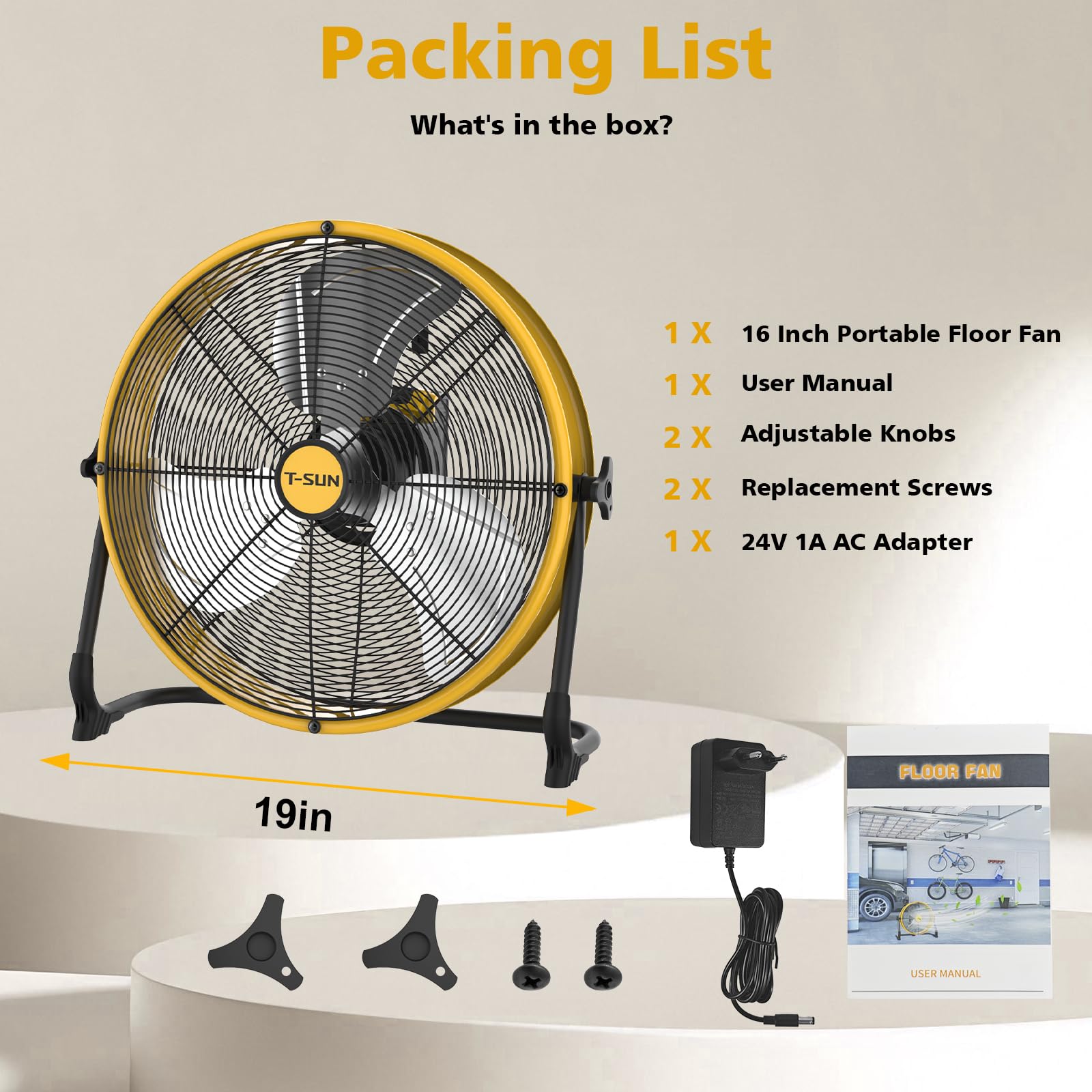 40CM Ventilatore a Piantana compatibile con De-walt Batteria/ Adattatore CA Regolazione Continua Della Velocità Inclinazione Regolabile a Silenzioso Maniglia Portatile Base Antiscivolo(Senza Batteria)