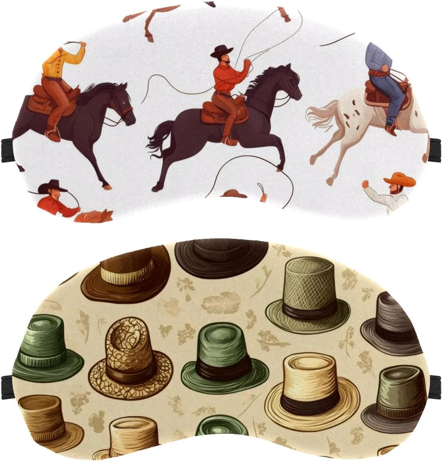 Confezione da 2 maschere per gli occhi con cappello da cowboy stile occidentale per dormire, maschera per dormire, morbida copertura per gli occhi per viaggi, pisolino, aereo, blocco della luce