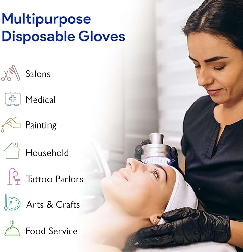 Miniatura 6 de Guantes desechables de nitrilo negro  Paquete de 200  Sin látex para médicos, quirúrgicos, limpieza, preparación de alimentos, cocina, tatuaje