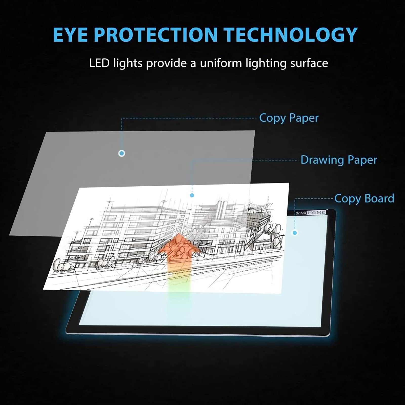 Mesa De Luz Para Calcar A4 A3 A2 , LED Tableta De Luz Dibujo, USB Mesa De Luz Dibujo, 3 Niveles Regulable De Iluminación Caja De Alimentación Micro USB, Para Pintura Diamantes, Dibujo, Bocetos,A4