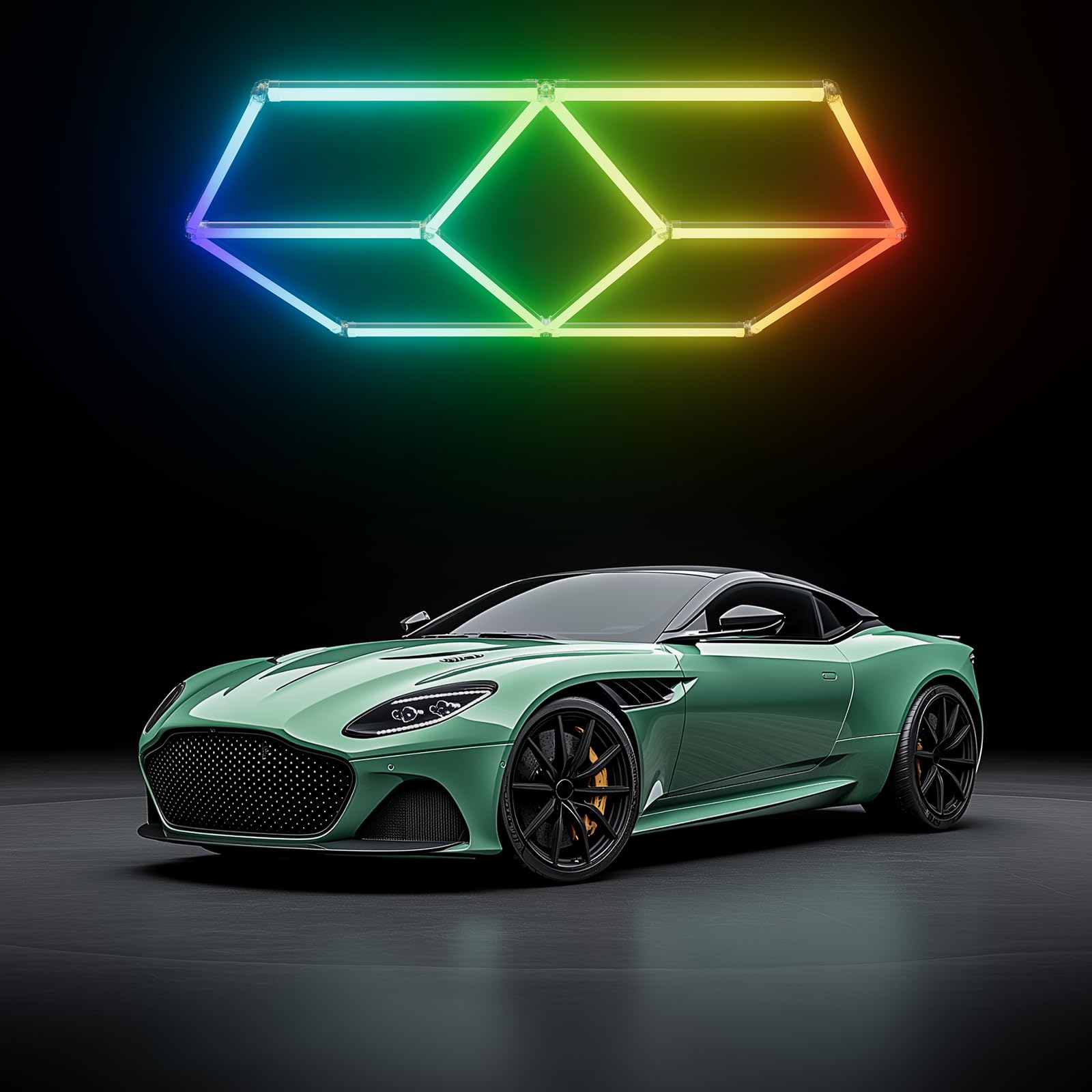 Luci da garage esagonali RGB – LED multicolore con dimmerazione, controllo della velocità, perfette per configurazioni di gioco, bar domestici, studi musicali, illuminazione fai da te per la casa e la