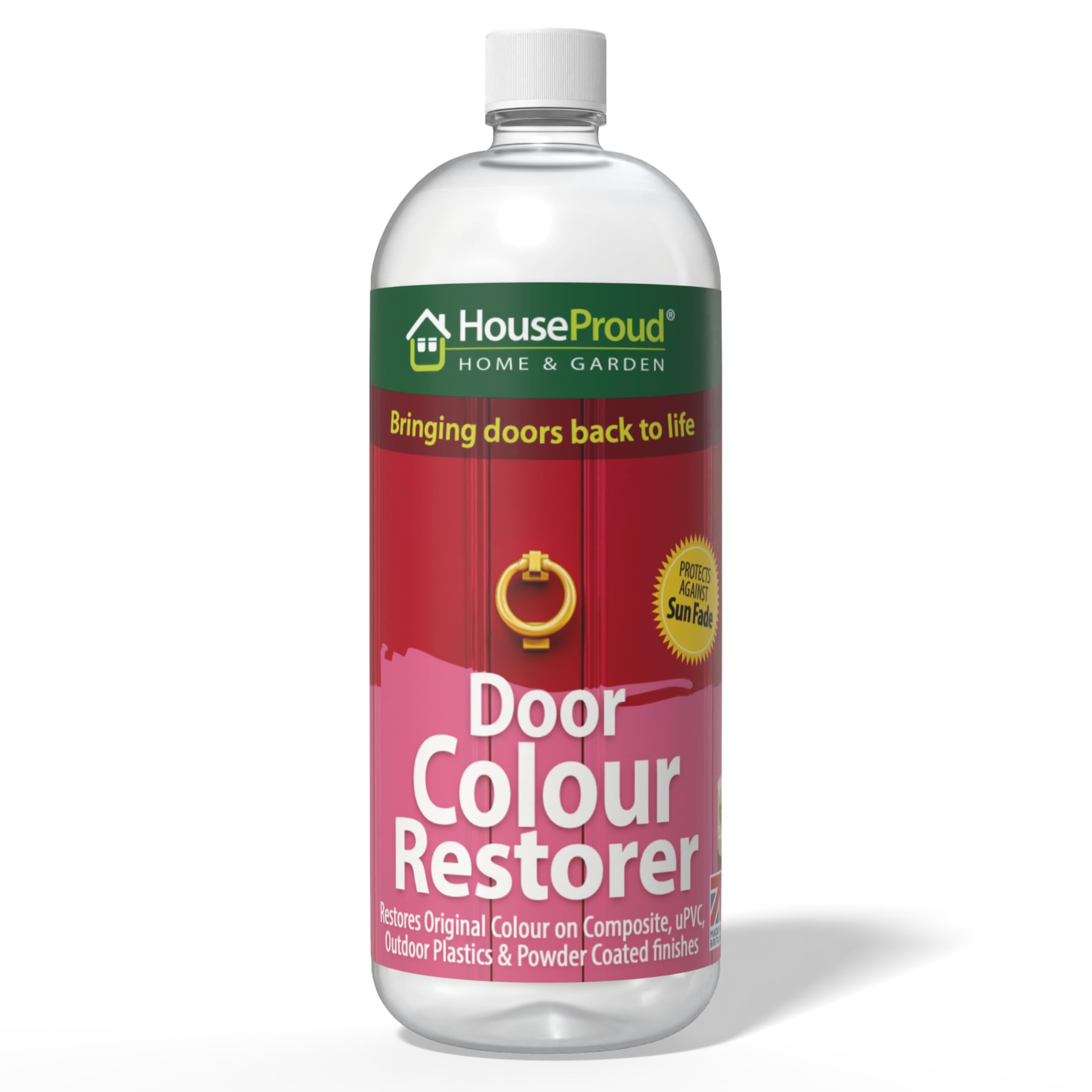 HouseProud Door Restore 250ml – Composite & uPVC Colour Restorer – Revives Faded Doors, Frames & Window Panels – Scratch & Sun Fade Repair – Restores Shine to Plastic, Vinyl & PVC Surfaces