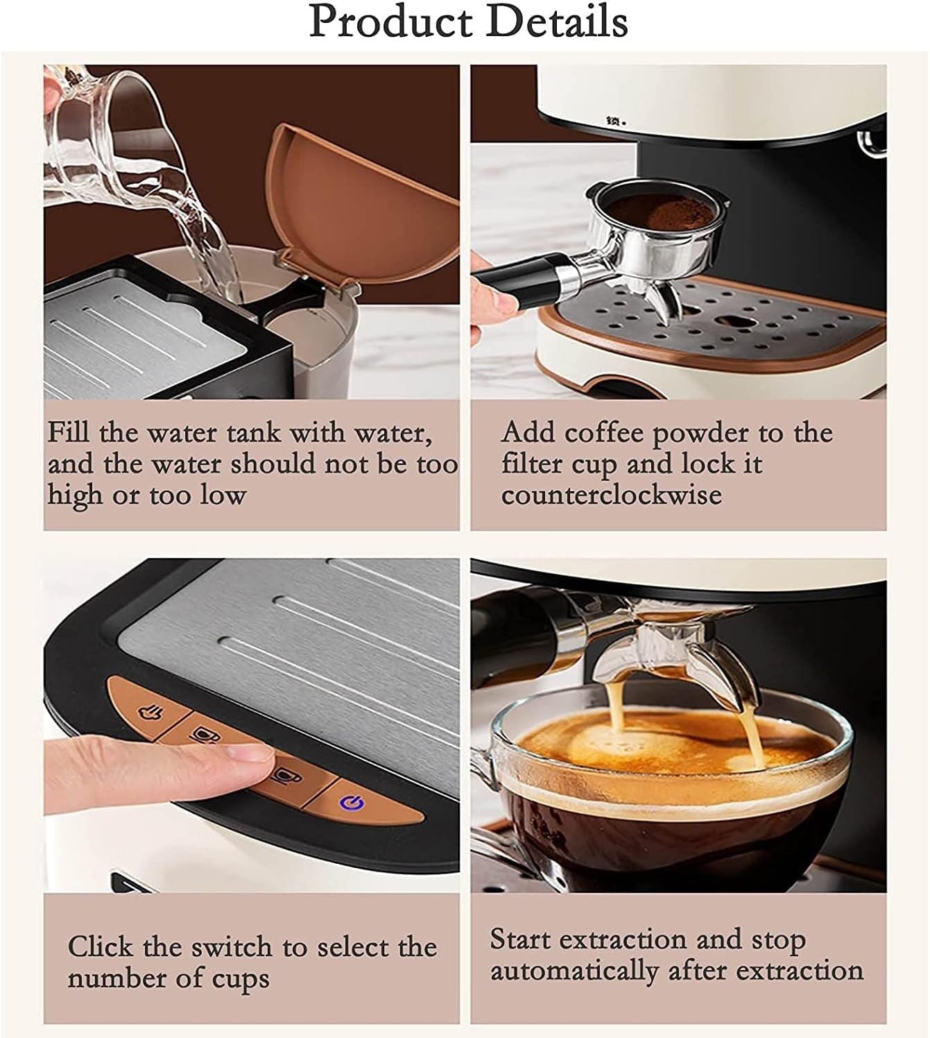 Coffee Machine, Espresso And Cappuccino Maker, 20 Bars Of Pressure, Milk Frothing Steamer, 1l Tank, Commercial/Office/Domestic Small Espresso Machine (Size : Advanced model), 20240312