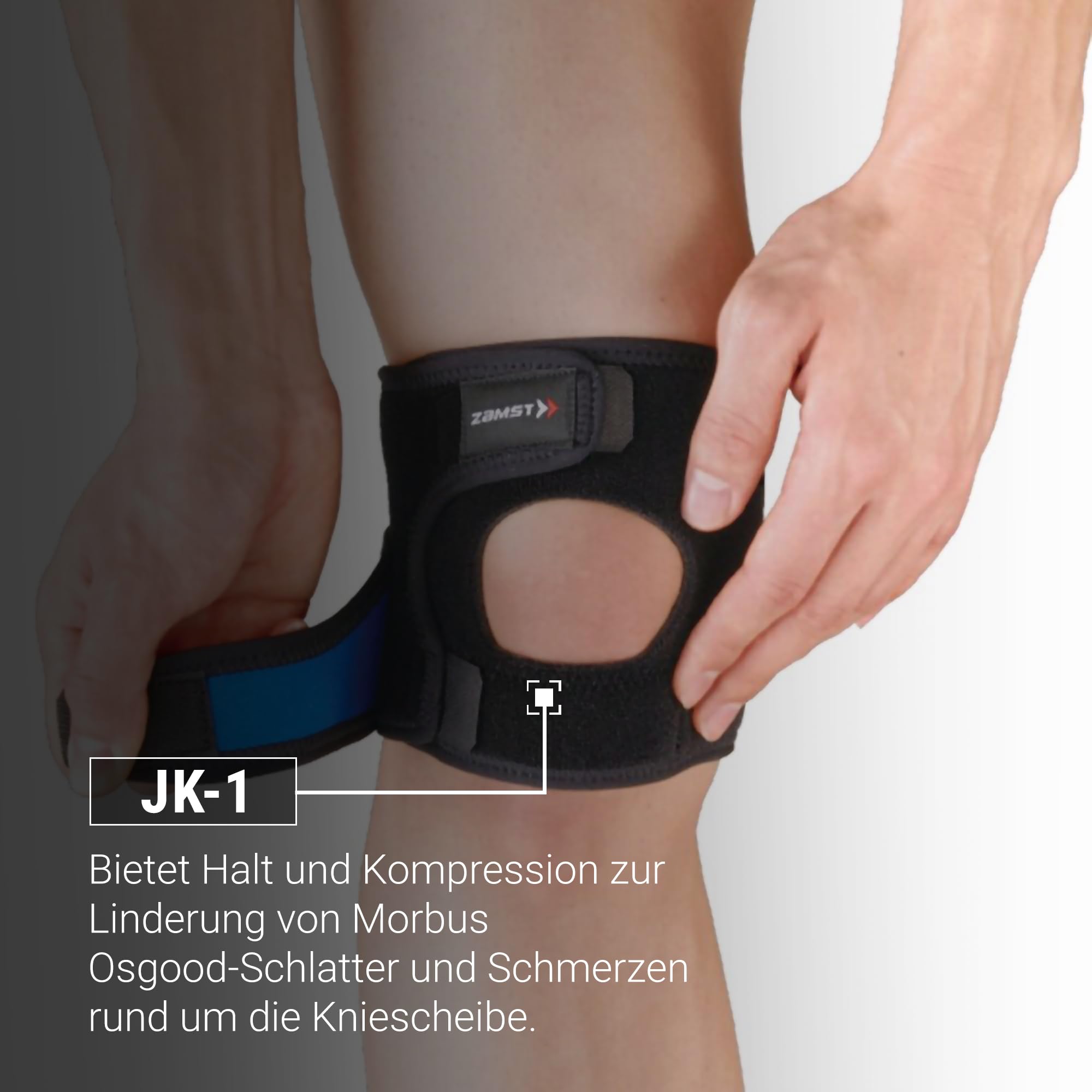 Zamst JK-1 Kniebandage - Optimierte Patellasehnenbandage - Kompressions-Bandage Knie - Ideal für Basketball, Volleyball, Fußball und Sprungsportarten