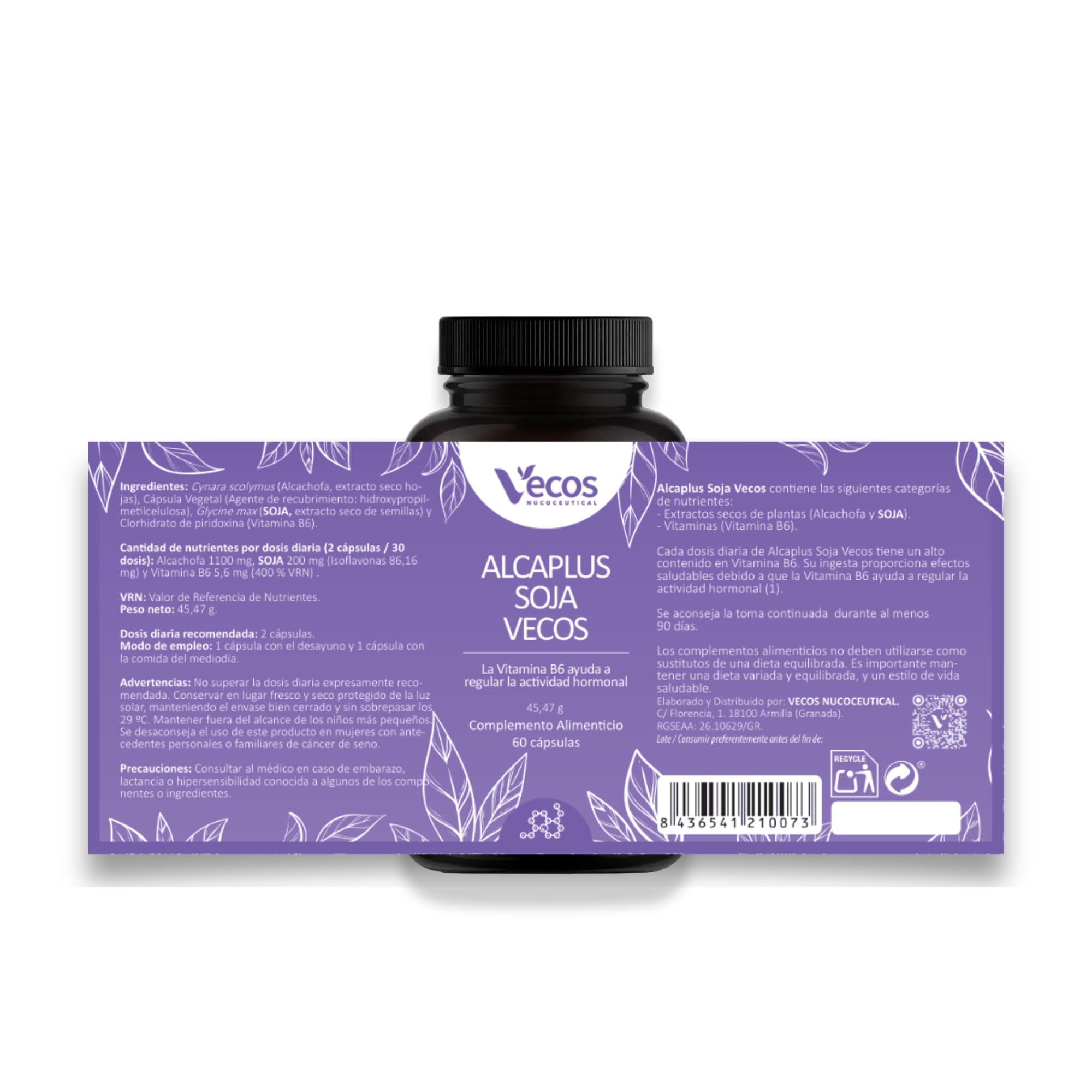 120 Cápsulas Isoflavonas de Soja + Extracto de Alcachofa - Soja - Ayuda a Combatir los Signos de la Menopausia - Propiedades Depurativas