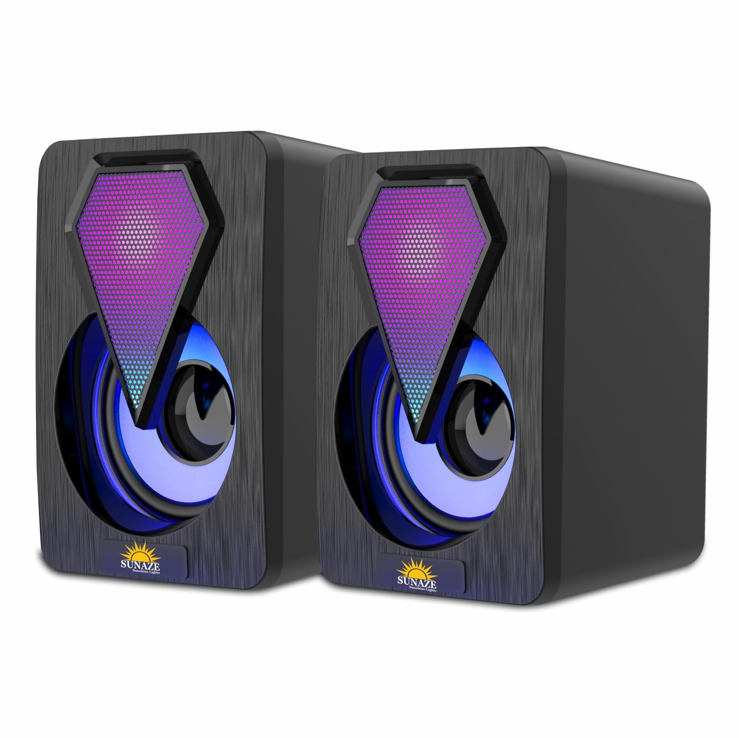 Sunaze RGB Cube Stereo Speakers USB Powered Wired Multimedia Speakers with Punchy Bass & LED Glow Desktop Sound System for PC, Laptop & Gaming-image-45