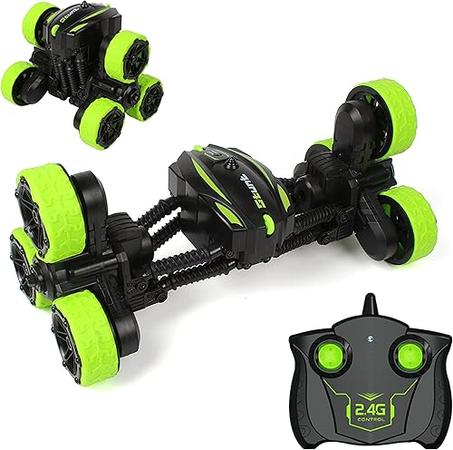 Lofowoer Auto de control remoto brazos retráctiles 6 ruedas juguete de acrobacias para 360 giros ruedas de oruga RC todo terreno autos RC para niños