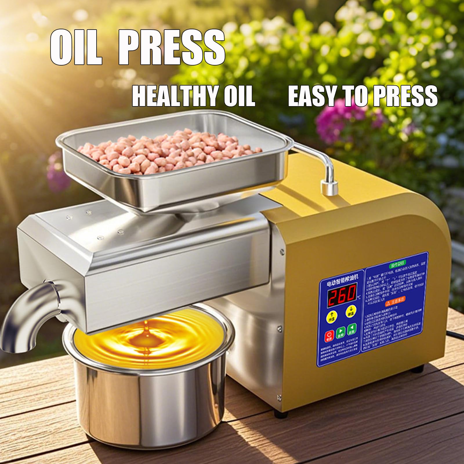Molino Inteligente De Aceite De Oliva, con Rendimiento De 6 Kg/H A 9 Kg/H, Prensa AutomáTica De Aceite De 800 W/1100 W, para Uso Comunitario 9kg/h