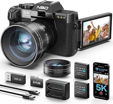 NBD 5K 64 Megapixel Digital Camera Wi-Fi and App Control 16x Zoom SLR Camera Black