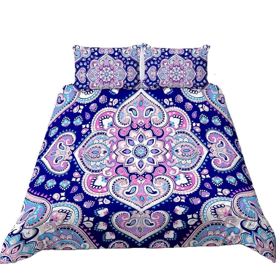 Housse de couette ethnique Mandala aux motifs graphiques détaillés parure BED0121