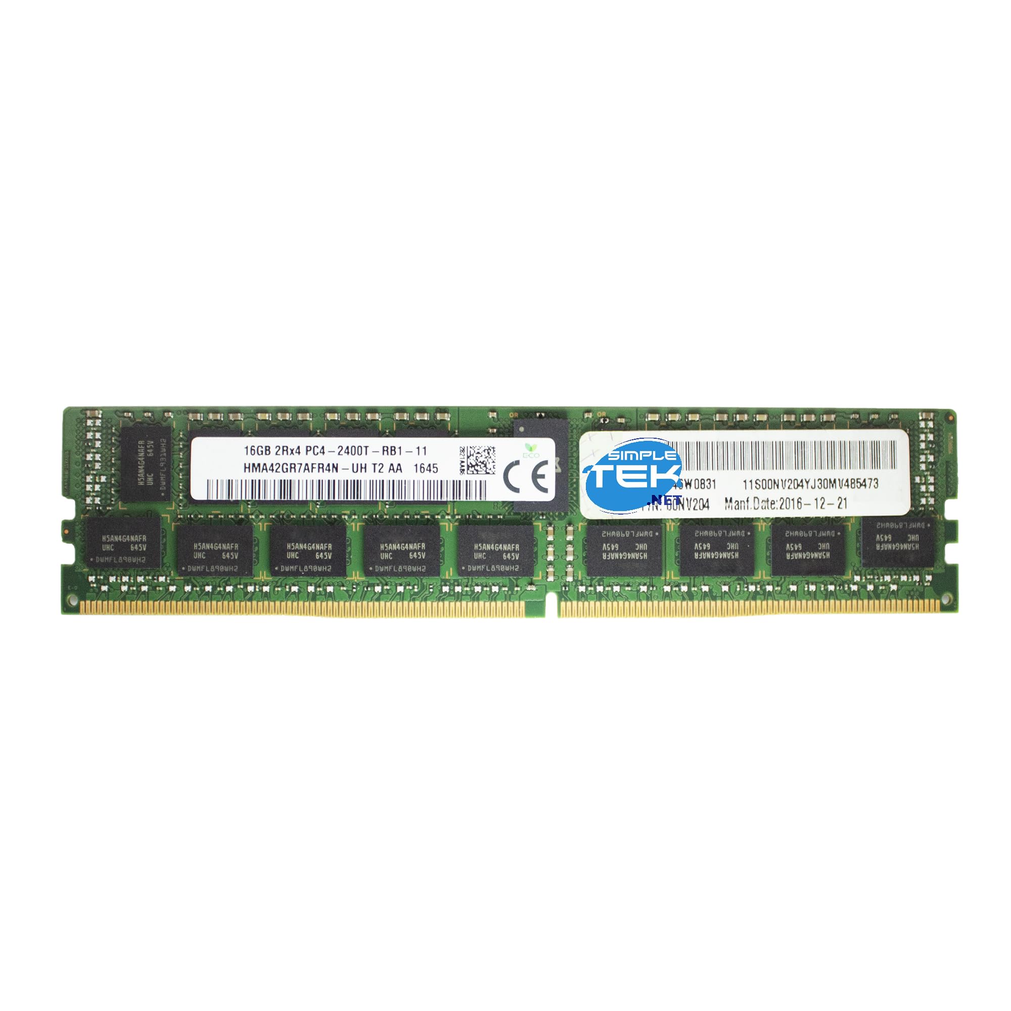 SIMPLETEK - DDR4 16GB ECC PC4-17000 RDIMM Modulo Banco RAM DIMM Server Workstation